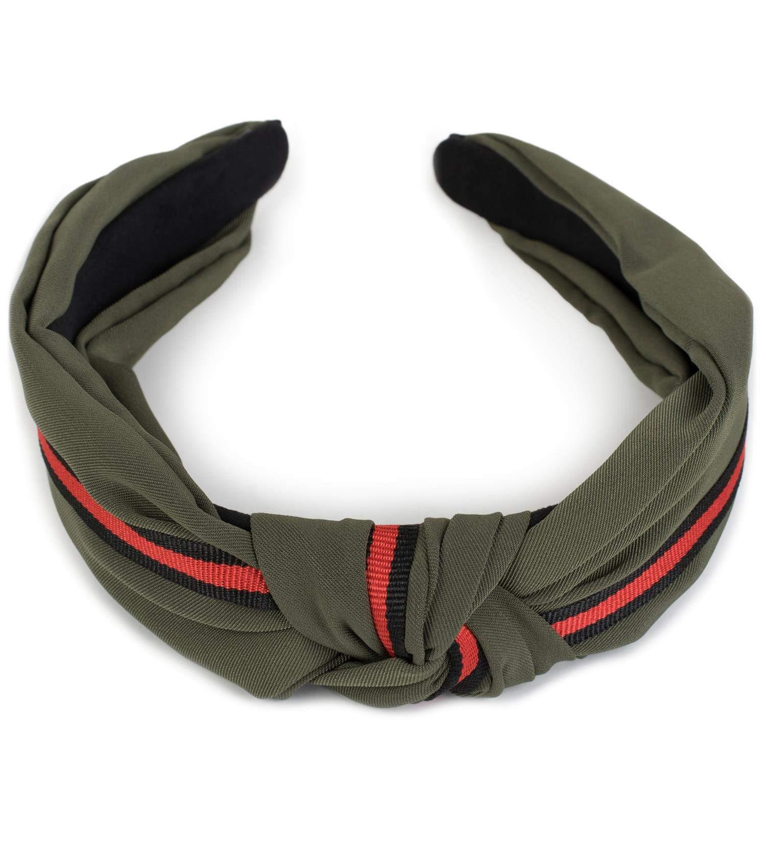 styleBREAKER Olive Retro Headband for Women - Knotted Decorative Stripes Hairband | Trendy Hair Accessories 04026018 - Buy Online on SooperMarket.com