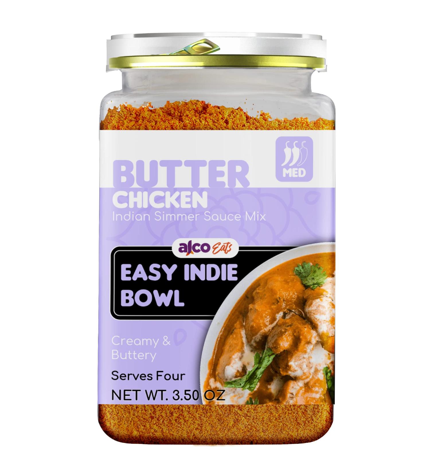 Alcoeats Butter Chicken Simmer Sauce: Vegetarian, Preservative & Gluten Free | Authentic Indian 15-Min Meal Prep | 1 Jar, 4 Servings - Buy Online on SooperMarket.com
