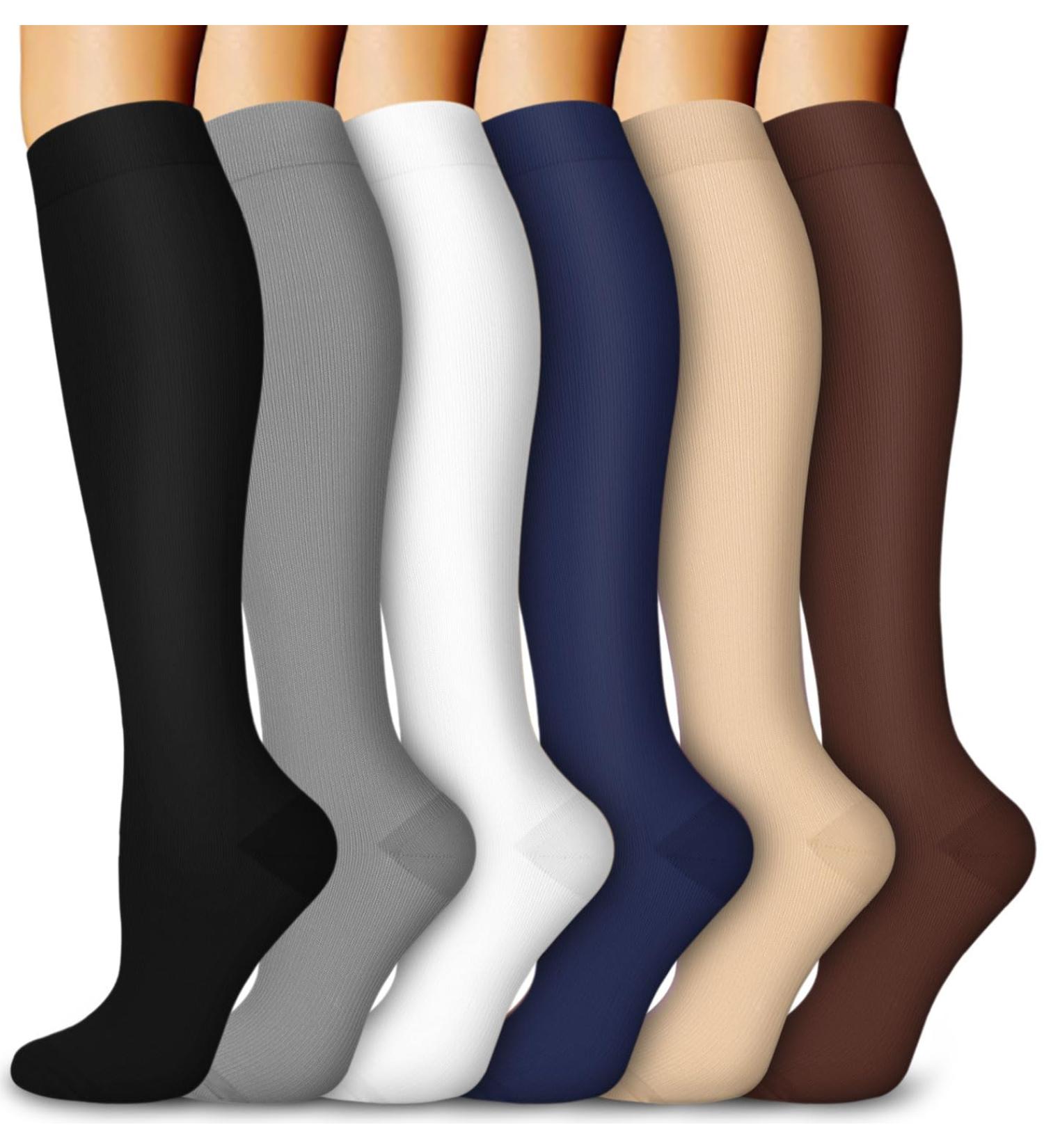 Blongw Compression Stockings for Men - 6 Pairs of Knee Support Socks for Sports Travel Running & Cycling | A9-Assorted 03 L-XL - Buy Online on SooperMarket.com