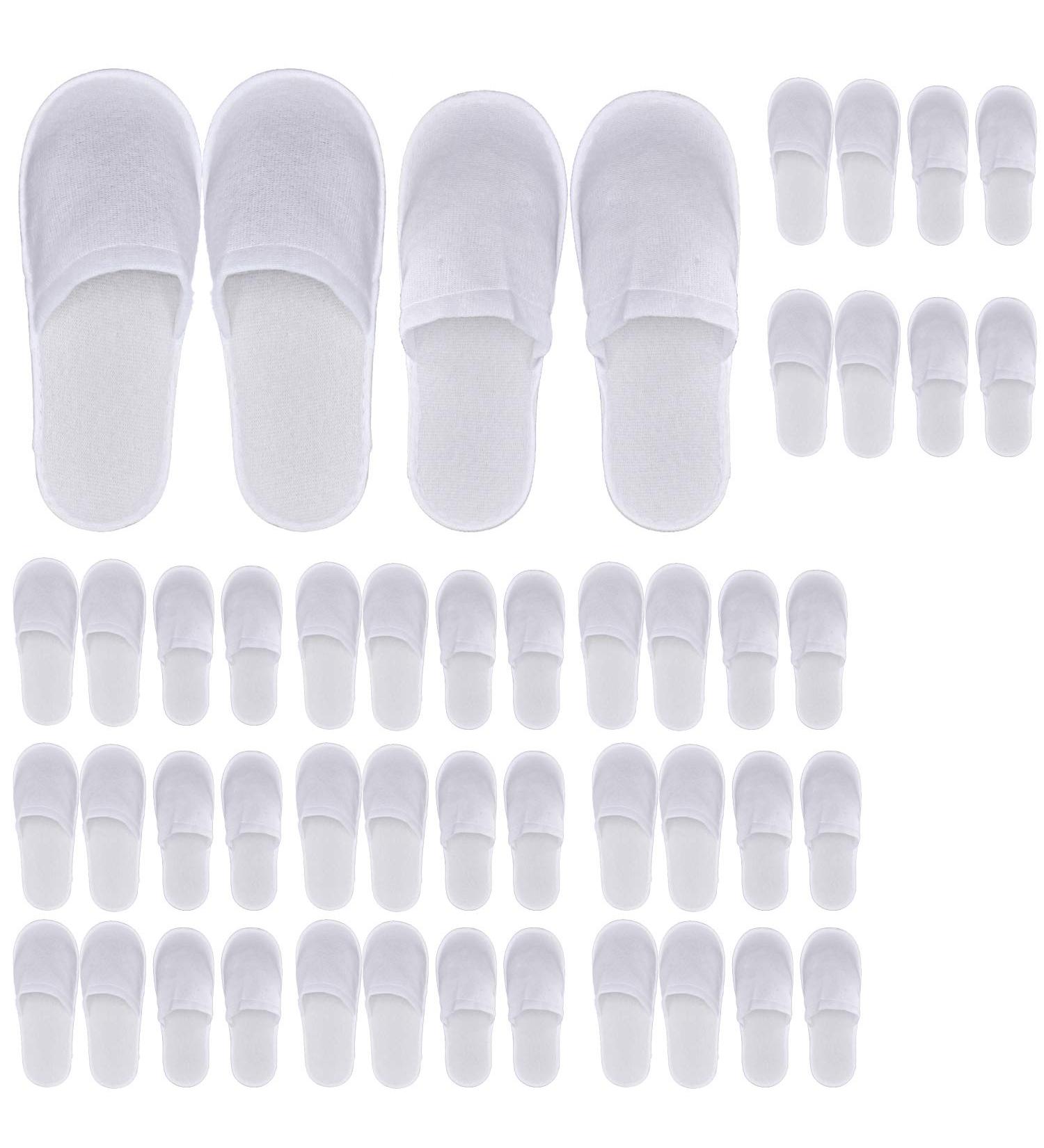 KRISMYA 24 Pairs Spa Slippers - Non-Slip Disposable Closed Toe Slippers for Men and Women | Ideal for Hotel, Home, Guest Use - White - Buy Online on SooperMarket.com