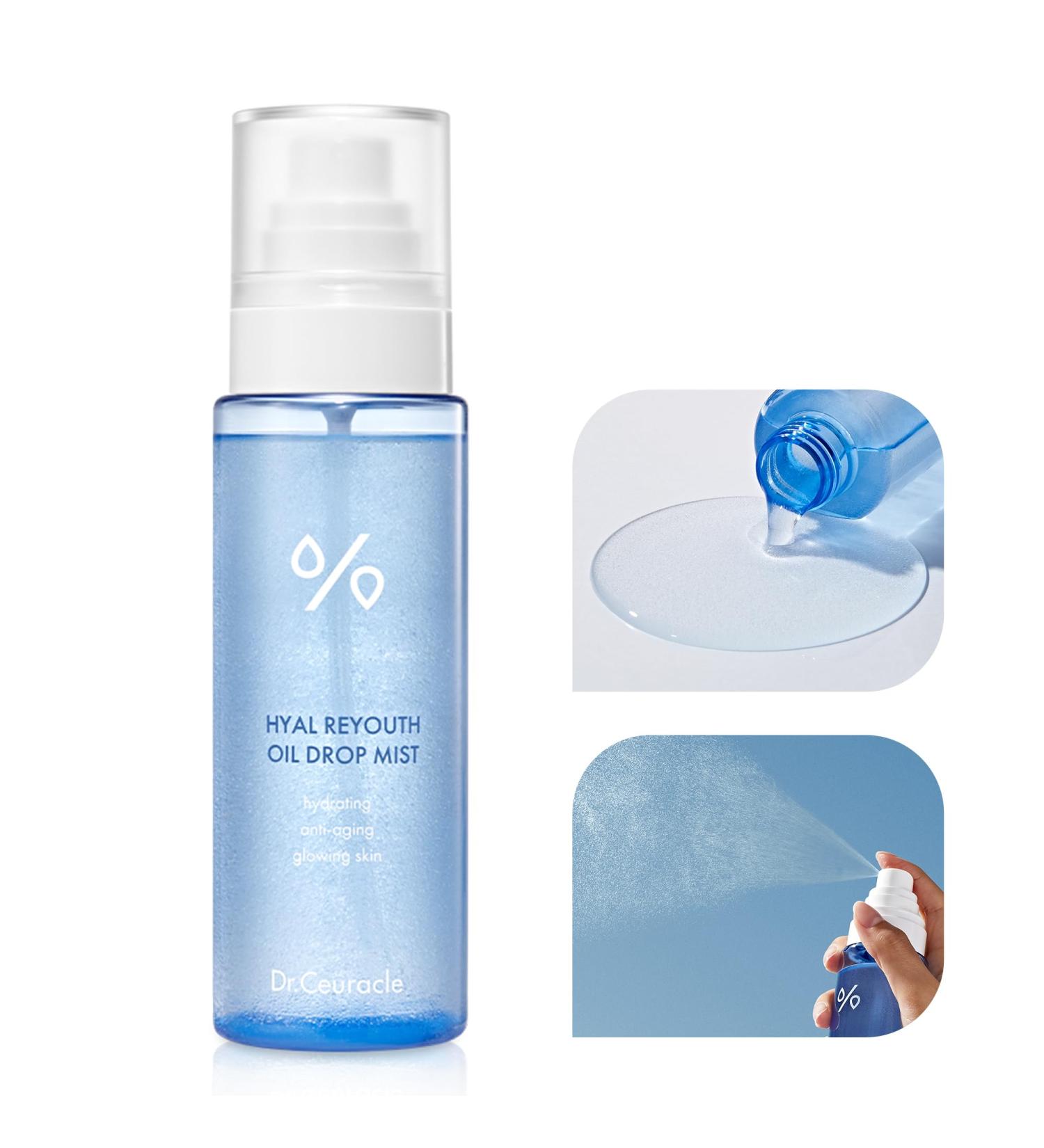 Dr.Ceuracle Hyal Reyouth Oil Drop Mist | Hydrating Serum Spray | Anti-Aging Facial Toner for Sensitive Skin | Plant-Based Squalane & Sugar Cane Extract | 4.22 Fl.oz - Buy Online on SooperMarket.com