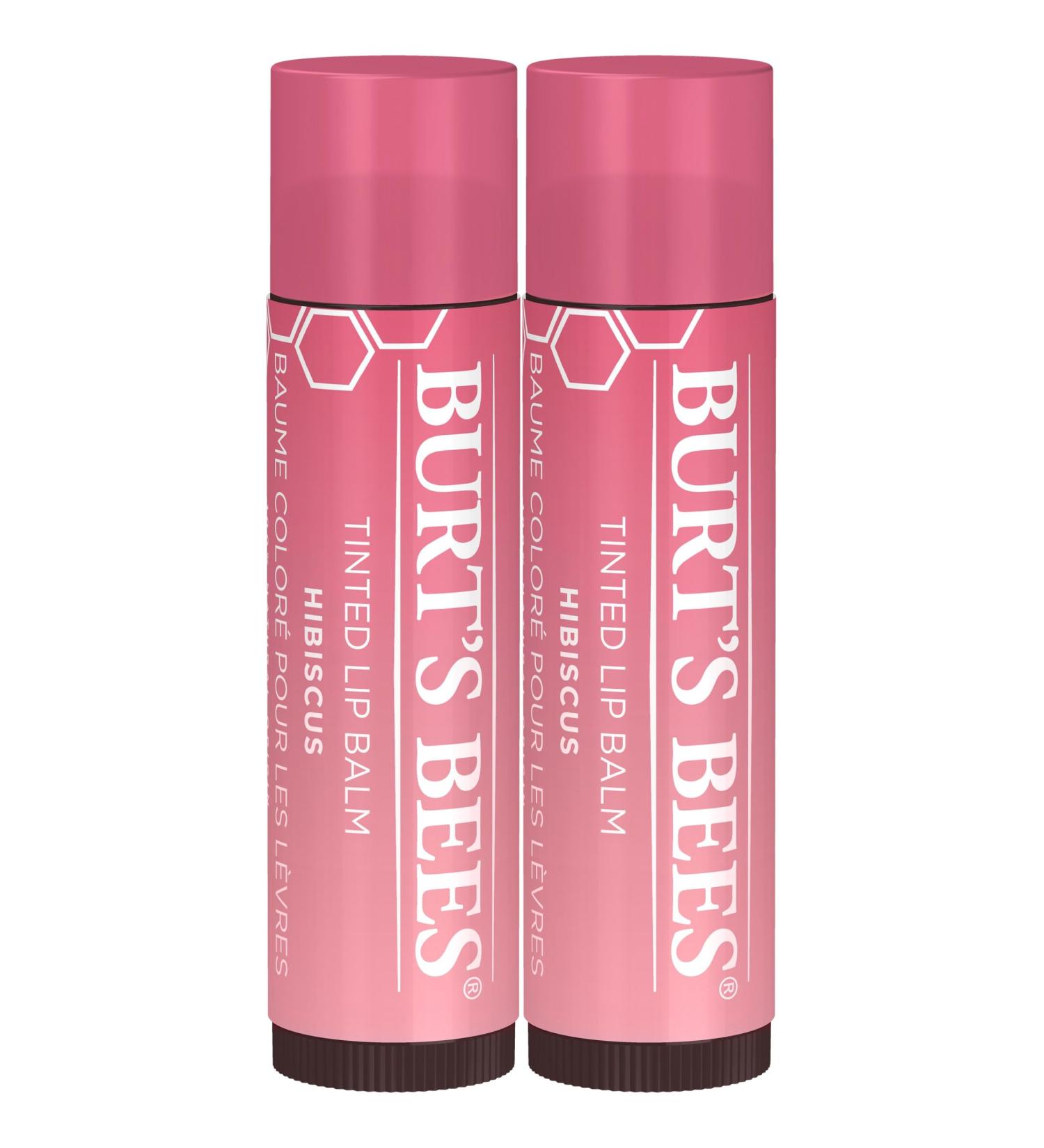 Burt's Bees Tinted Lip Balm Hibiscus - 0.15 Ounce (2 Count) | Natural Moisturizing Lip Care | International Shipping Available - Buy Online on SooperMarket.com