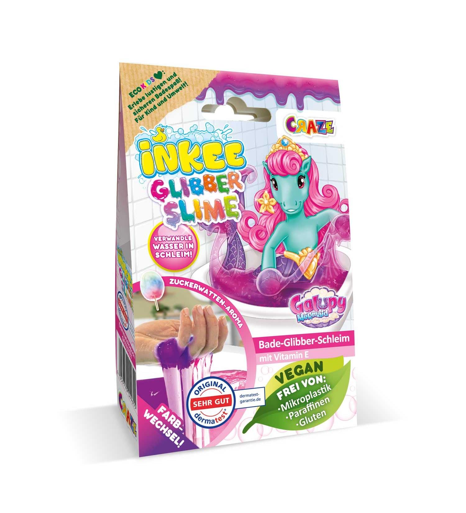 Inkee Bath Slime Galupy Mermaid - Neon Pink Mucous Powder with Vitamin E & Cotton Candy Aroma | 100g Bathing Glibber for Ultimate Relaxation - Buy Online on SooperMarket.com
