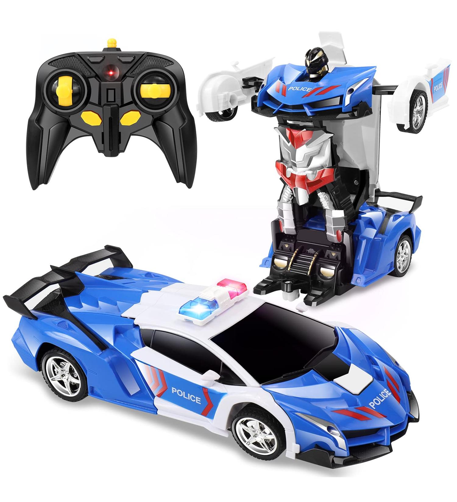 FAFUGANIA Remote Control Car Transform Robot RC Car - 2.4Ghz, 360 Degree Rotating, Drifting Police Toy 1:18 Scale Boys Blue - Buy Online on SooperMarket.com