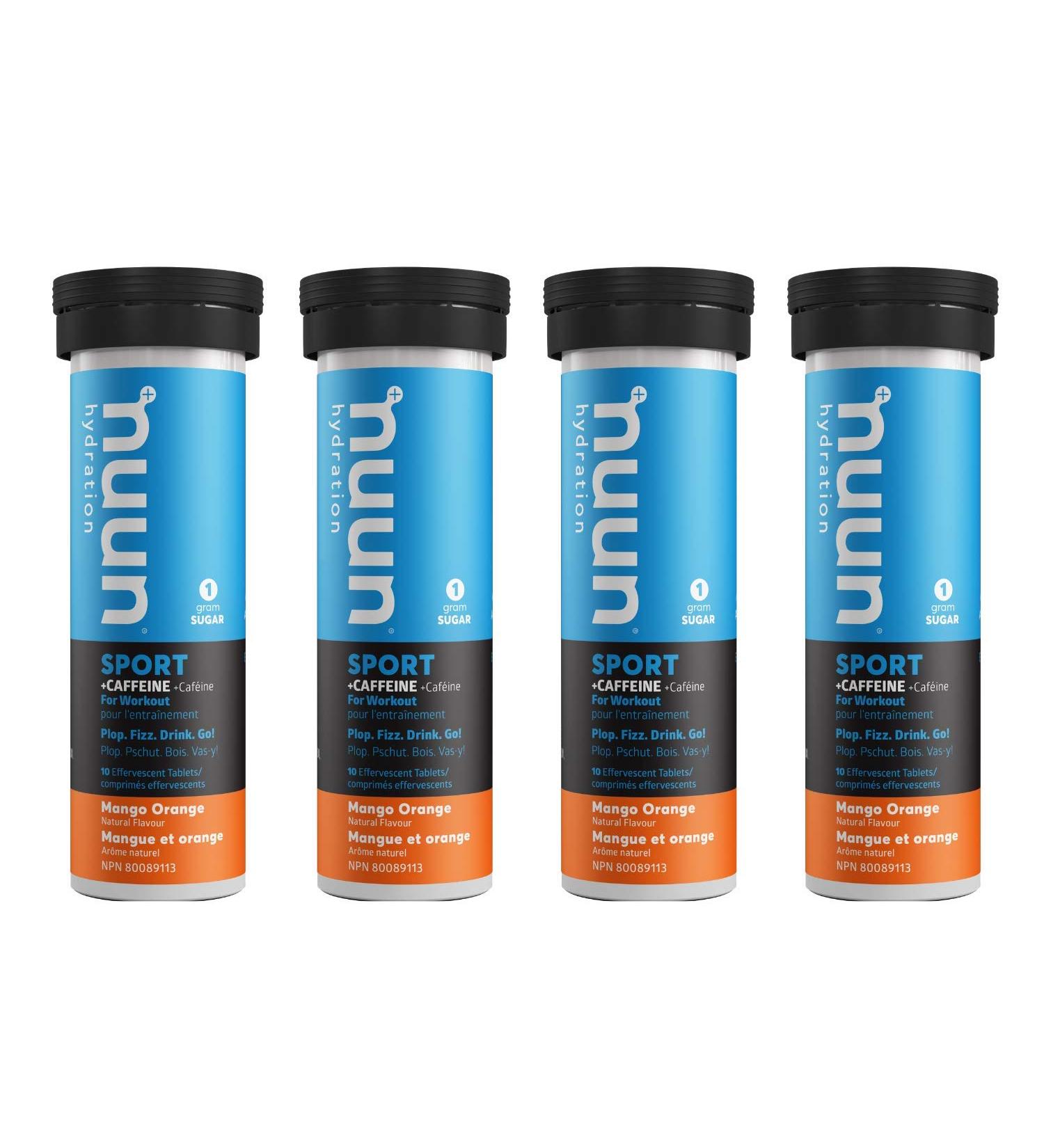 Nuun Sport + Caffeine: Electrolyte Drink Tablets Box of 4 Tubes (40 servings) Mango Orange Electrolyte Hydration Supplement Mango Orange 500 ml (Pack of 4) - Buy Online on SooperMarket.com