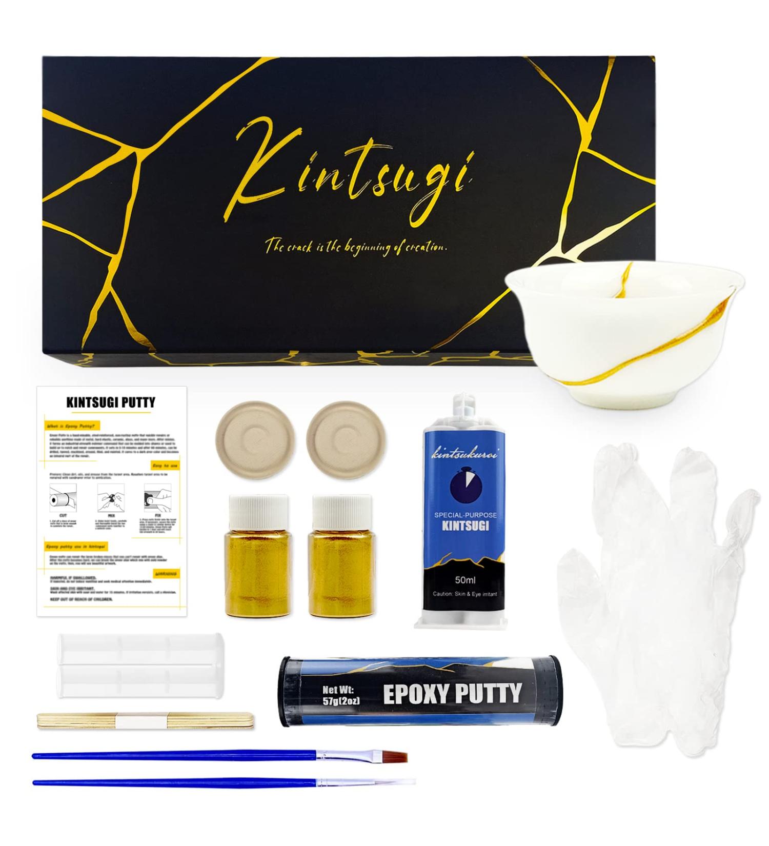 Kintsugi Repair Kit (Upgrade) - Gold Powder, Glue & Epoxy Putty - Starter Ceramic Kintsugi Craft Set - Buy Online on SooperMarket.com