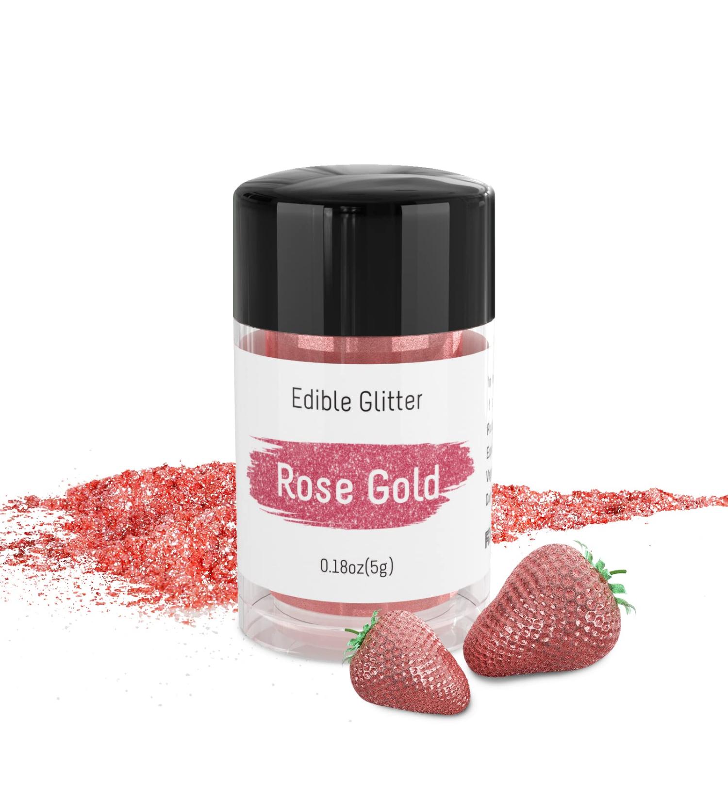 Jelife Rose Gold Edible Glitter - 5 Grams | Food Grade Shimmering Vegan Metallic Powder for Cake Decorating, Chocolates, Fondant, Drinks & More - Buy Online on SooperMarket.com