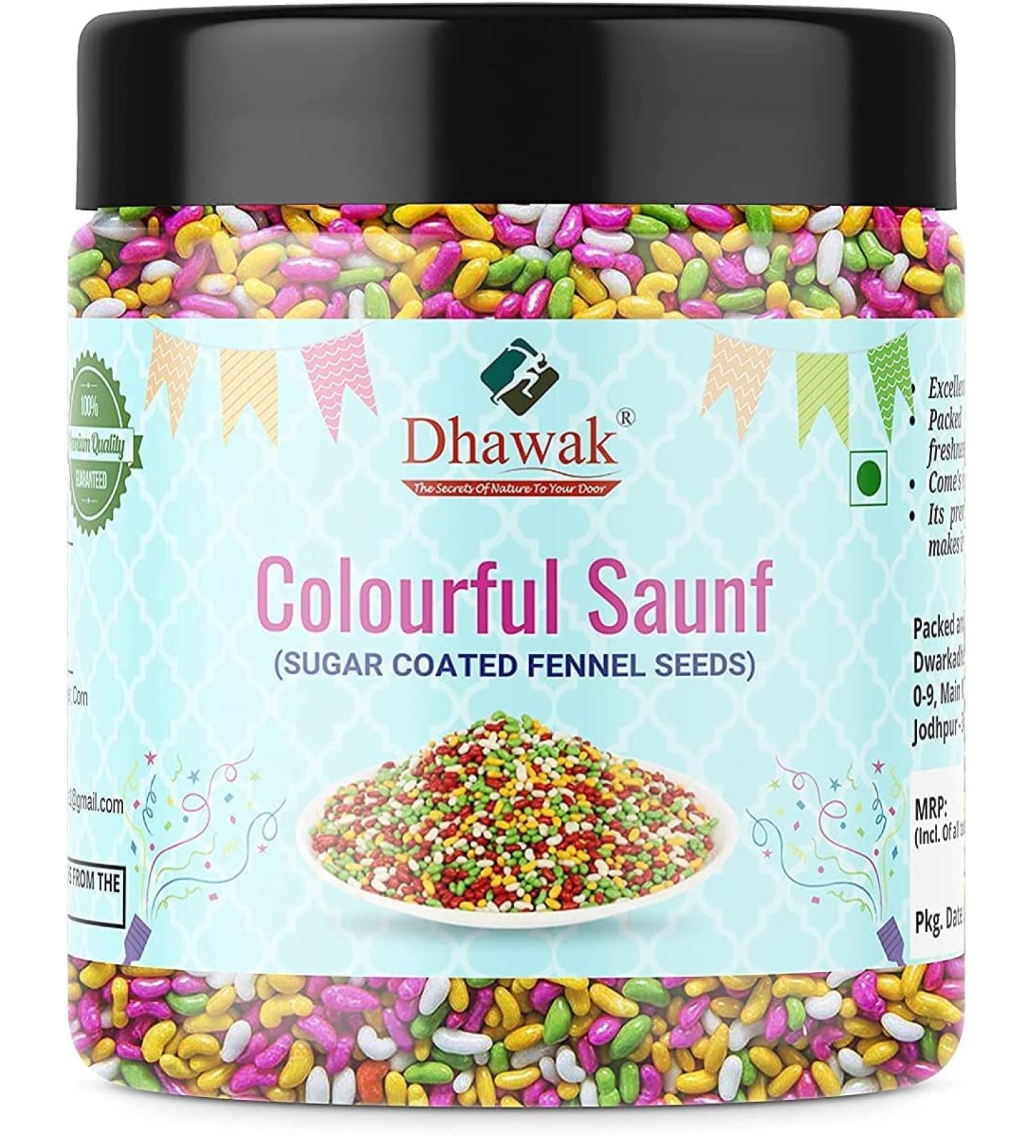 AOZA Dhawak Colourful Sugar Coated SAUNF| Colorful Fennel Seed - 400 GMS. Mouth Freshener| Jar Pack| - Buy Online on SooperMarket.com