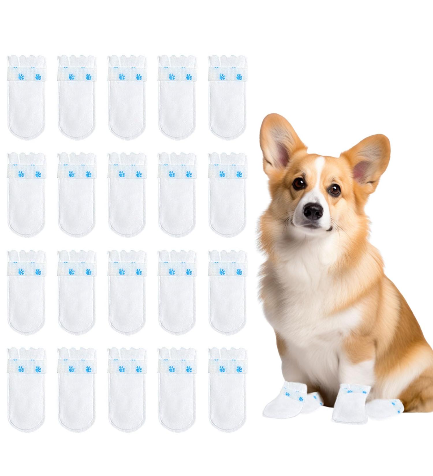 Disposable Dog Socks 20 Pcs Adjustable Disposable Dog Shoes Boots Dirt-Proof Pet Socks Dog Paw Protectors Foot Cover with Self Adhesive Bandage for Outdoor Indoor Walking (Small) - Buy Online on SooperMarket.com