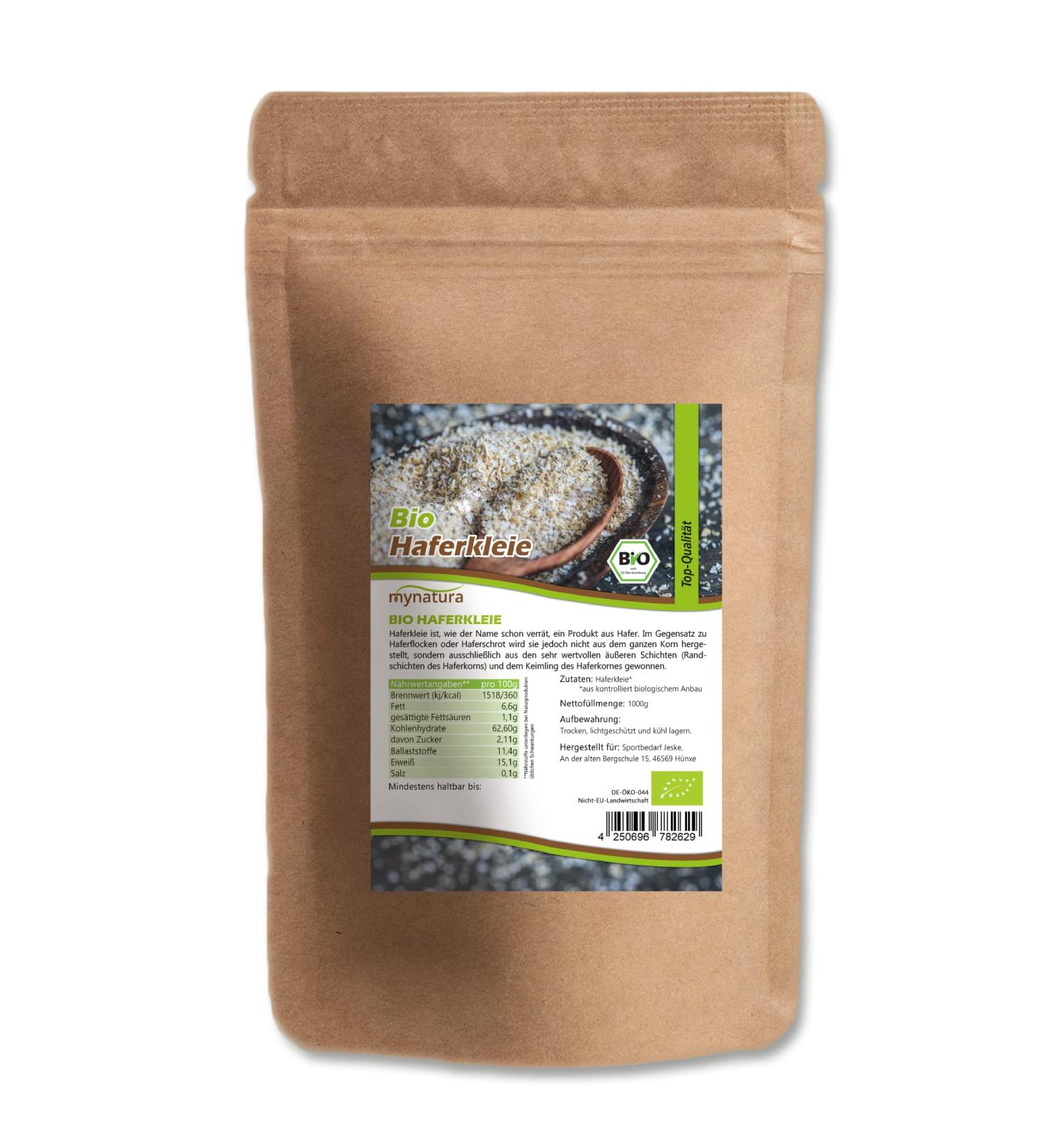 Mynatura Bio Haferkleie & Hafer - 1000g | Vegan Fiber for Muesli Porridge & Baking | Conscious Nutrition - Buy Online on SooperMarket.com