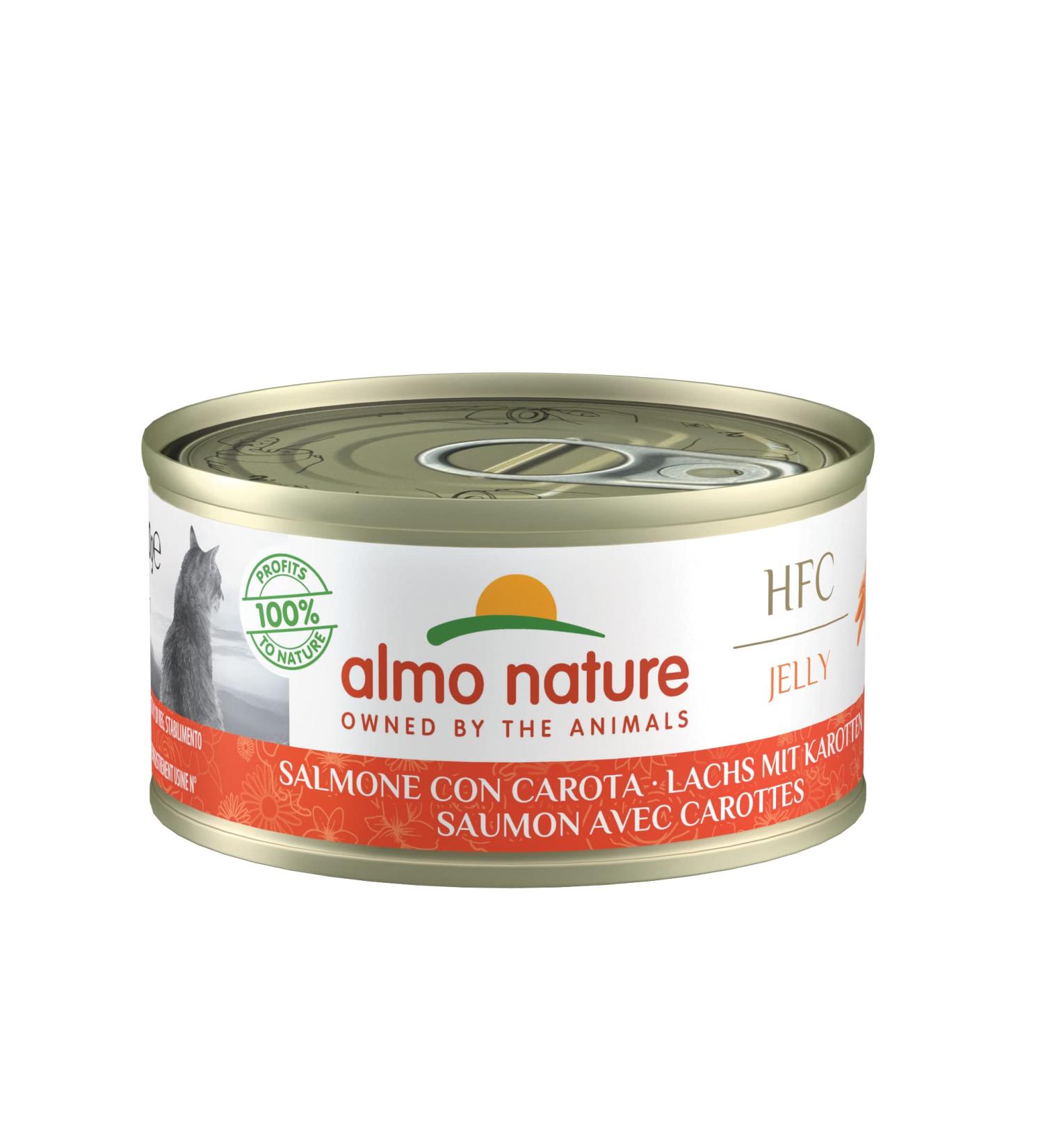 Almo Nature HFC Jelly Wet Cat Food - Salmon with Carrots 24-Pack (70g) | Premium Natural Nutrition for Cats - Buy Online on SooperMarket.com