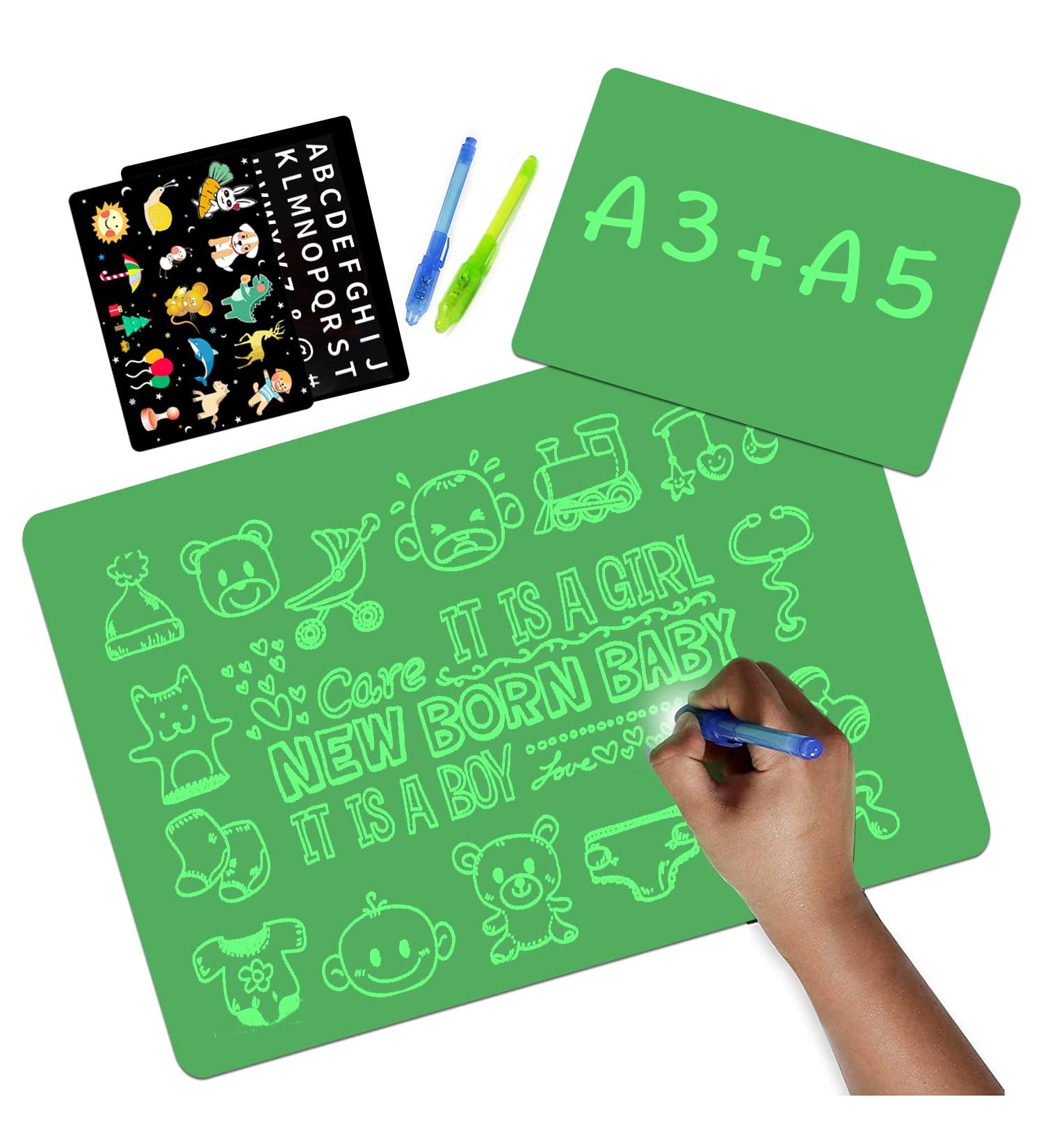 TOHETO Light Drawing Board for Kids A3+A5 - Educational Painting Writing Pad with Magic Pens for Toddlers - Perfect Christmas & Birthday Gift for Girls and Boys - Buy Online on SooperMarket.com