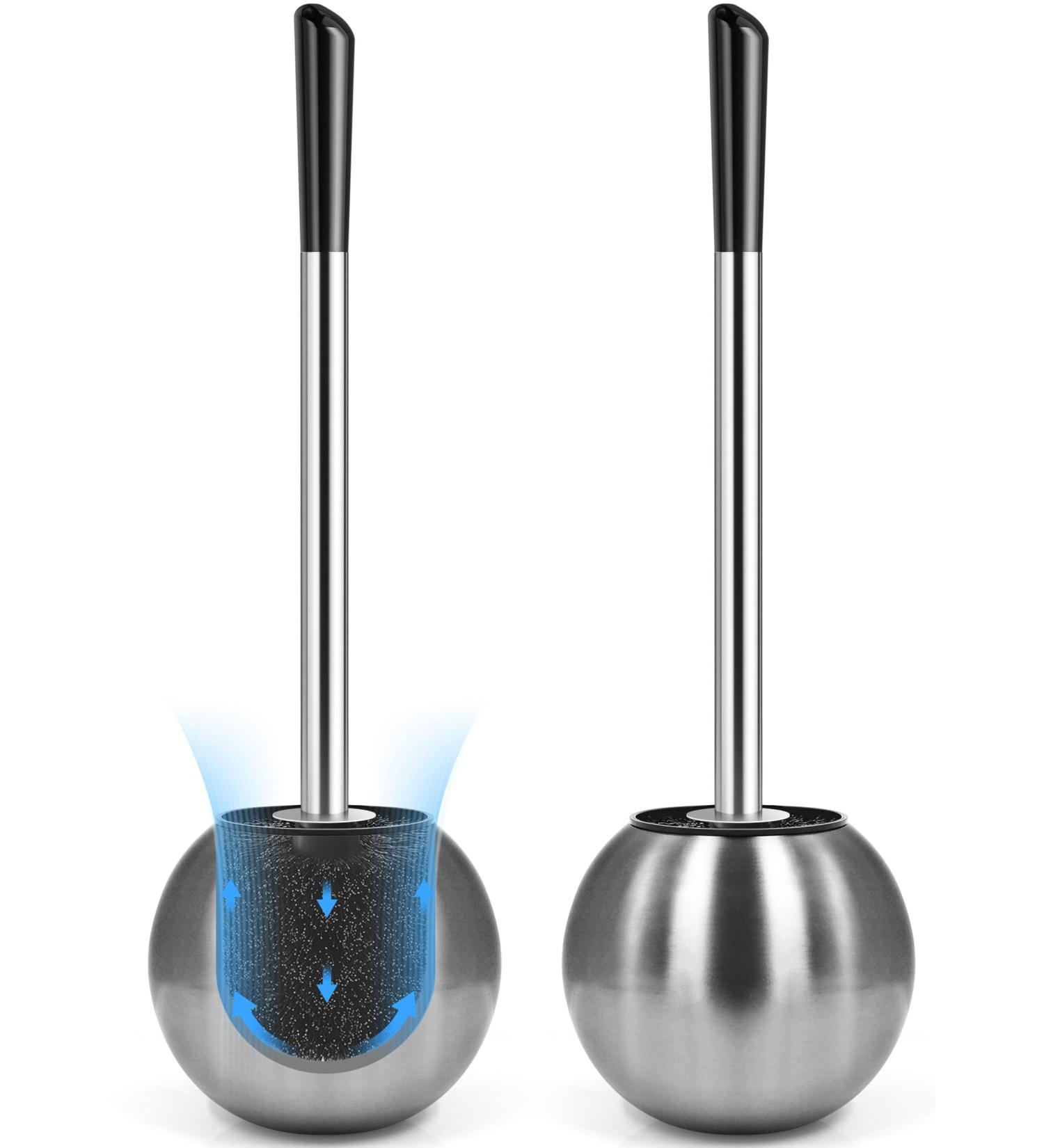 IXO Toilet Brush and Holder 2 Pack - 304 Stainless Steel, Extended Comfortable Handle, Durable Bowl Brush for Bathroom - Silver - Buy Online on SooperMarket.com