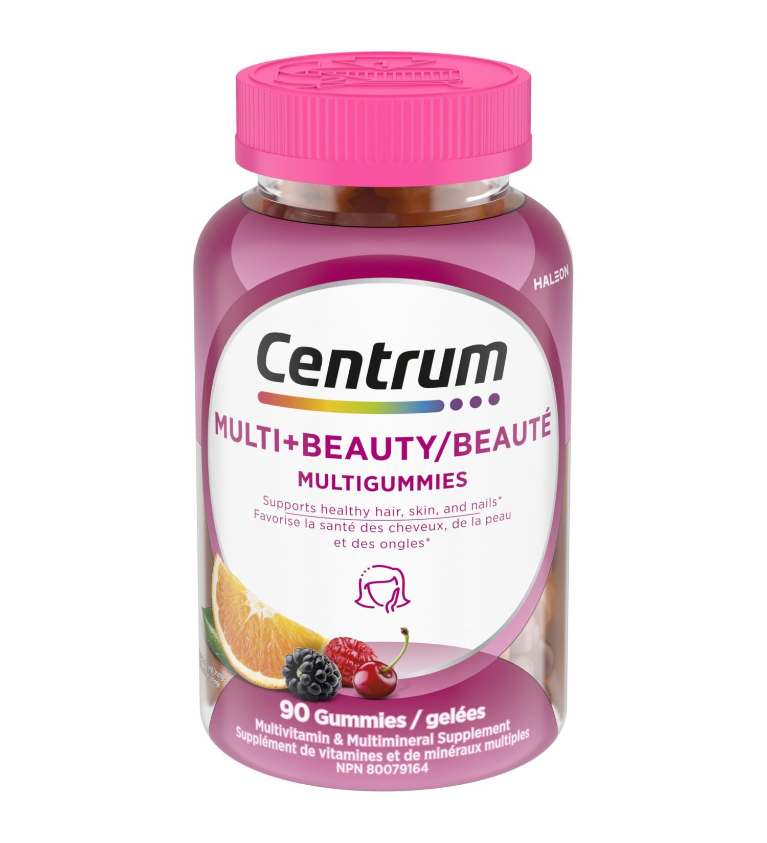 Centrum MultiGummies Multi+Beauty Multivitamin Gummies Hair Skin & Nails Vitamins for Men & Women Cherry Berry and Orange Flavours 90 Gummies (Packaging May Vary) - Buy Online on SooperMarket.com