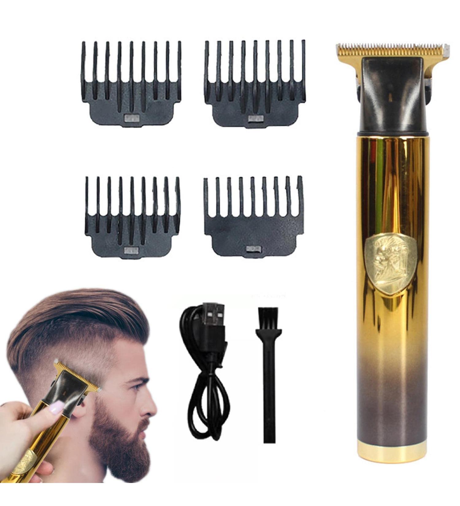 Dous T9 Electric Hair - T-Electric Cordless Beard Trimmer Cordless T-Hair Trimmer for Mustaches Nose Hair Grooming with 4 Guide Comb Gold Black - Buy Online on SooperMarket.com