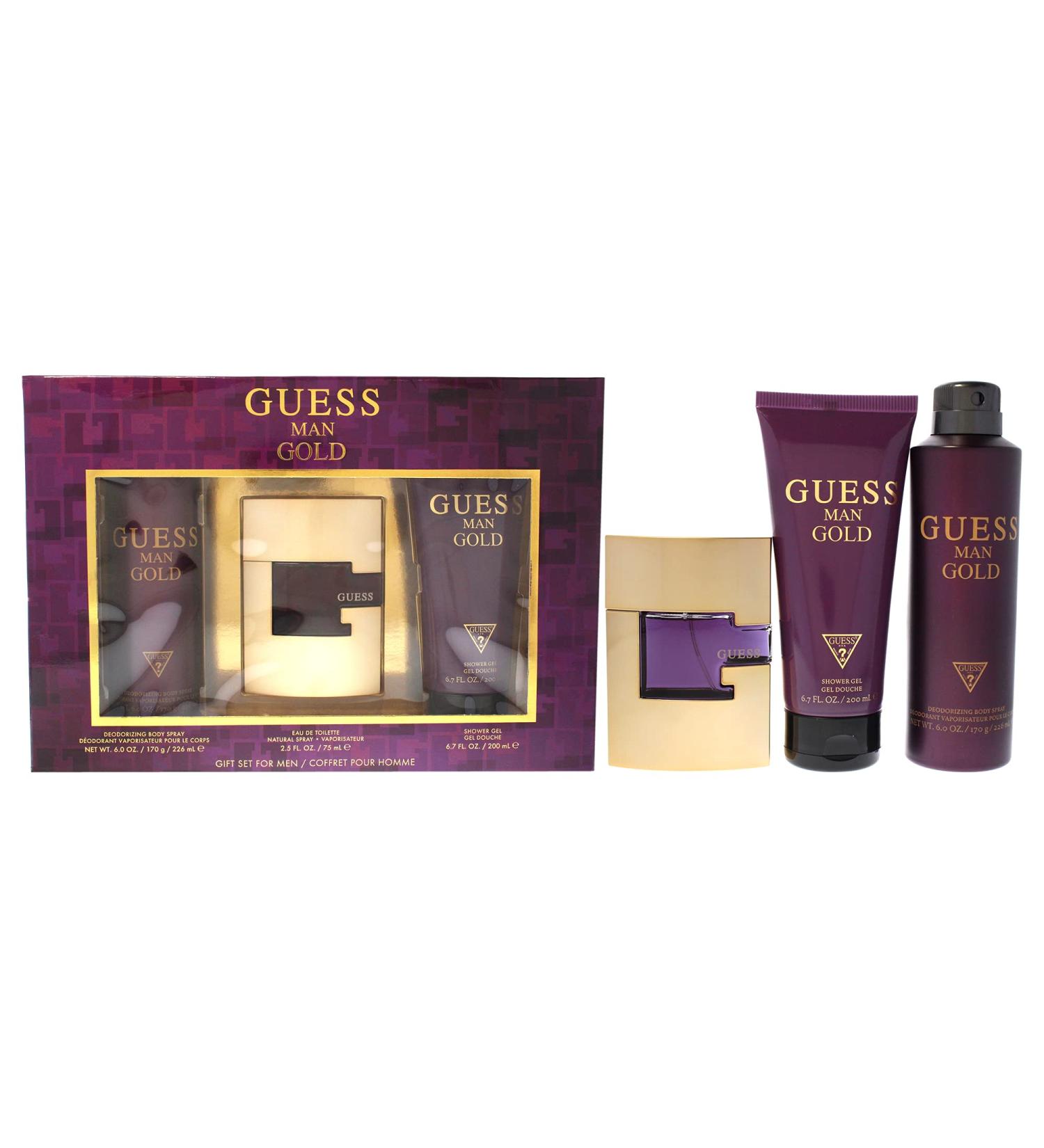 Guess Gold 3 Pc Gift Set 2.5oz EDT Spray 6.0oz Deodorizing Body Spray 6.7oz Shower Gel GIFTSET - Buy Online on SooperMarket.com