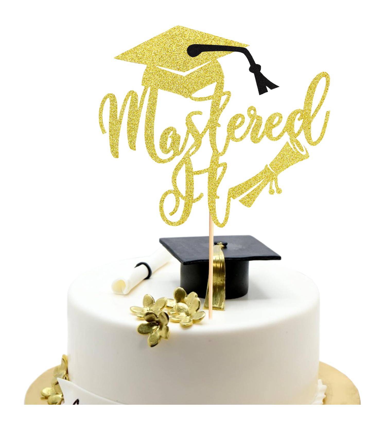 Arthsdite 1Pc Mastered It Cake Topper College Grad Class of 2024 Congratulations MBA Graduation Party Decorations Supplies - Gold Glitter Gold Mastered It Cake Topper - Buy Online on SooperMarket.com