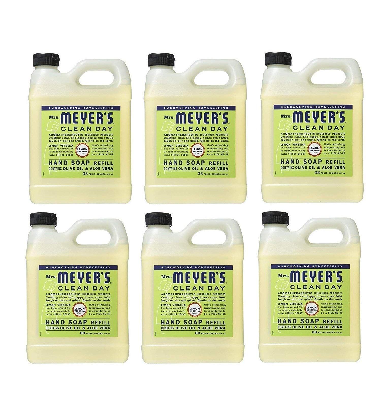 Mrs. Meyers 33 oz Lemon Verbena Hand Soap Refill - Eco-Friendly, Pack of 6 - Buy Online on SooperMarket.com