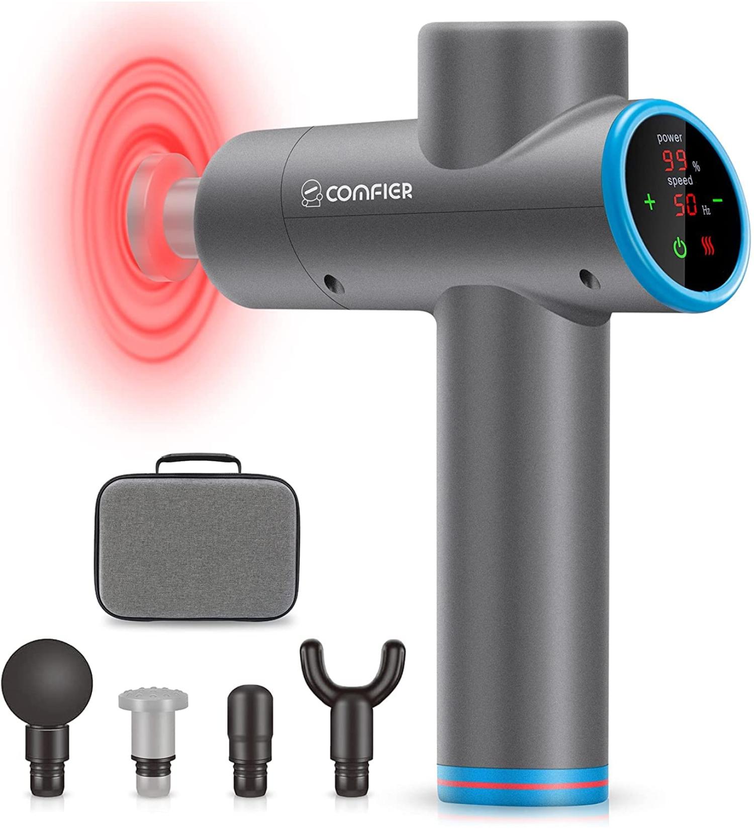 Comfier Handheld Massage Gun with Heat - Deep Tissue Percussion Massager for Athletes, Back, Neck, and Legs - Buy Online on SooperMarket.com