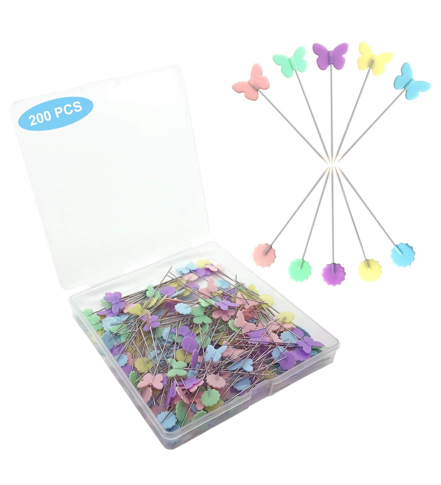 200pcs Butterfly and Flower Sewing Pins - 2.16 Straight Quilting Pins for Dressmaking and DIY Decoration - Buy Online on SooperMarket.com