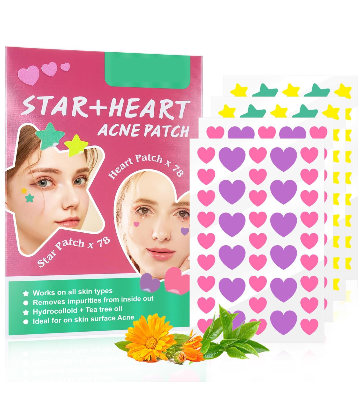 Acne Patch Pimple Patches Stars Heart-Shaped Acne Patches Hydrocolloid Dressing Cover Dots for Spots Pimple Patches Effectively Calms & Relieves Acne 156 Patches(12mm&8mm) - Buy Online on SooperMarket.com
