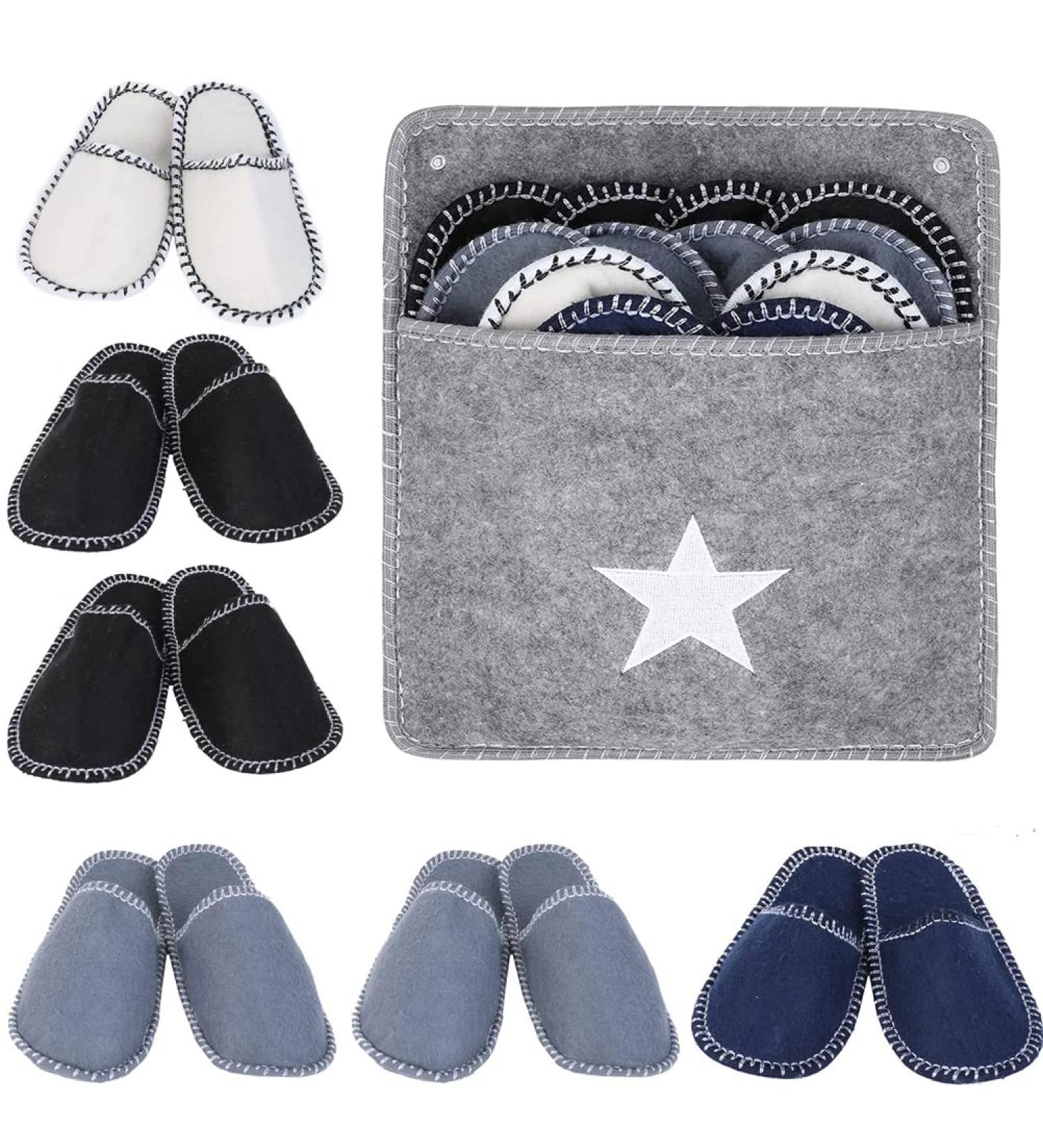 Buy Tumnea Felt Slippers Set - 6 Pairs for Guests | Stylish Comfortable Fleece House Slippers for Hotels & Travel - Buy Online on SooperMarket.com