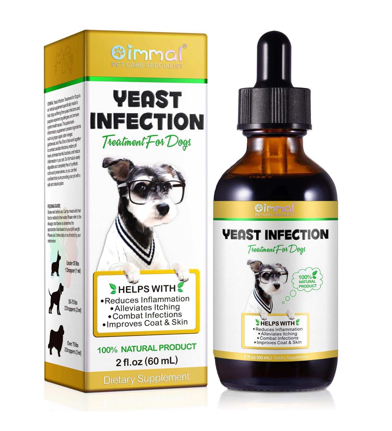 Natural Yeast Infection Drops for Dogs - Itch, Ear Infection, Allergy Relief - Herbal Bacon Flavor - 2 Fl Oz - Buy Online on SooperMarket.com