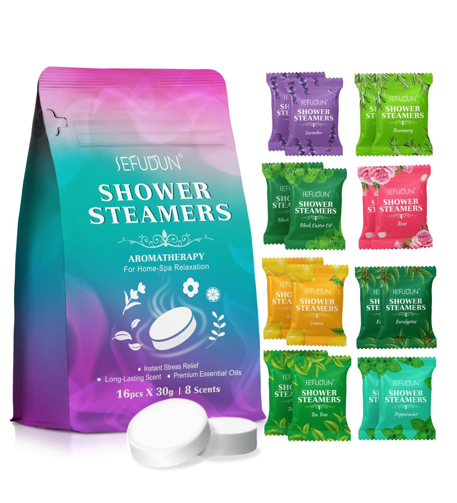 ATOANY Shower Steamers Aromatherapy for Women and Men 16 Pack 8 Scents Shower Bombs with Natural Essential Oils for Home Spa Self Care Stress Relief and Relaxation Nasal Relief Birthday Gifts - Buy Online on SooperMarket.com