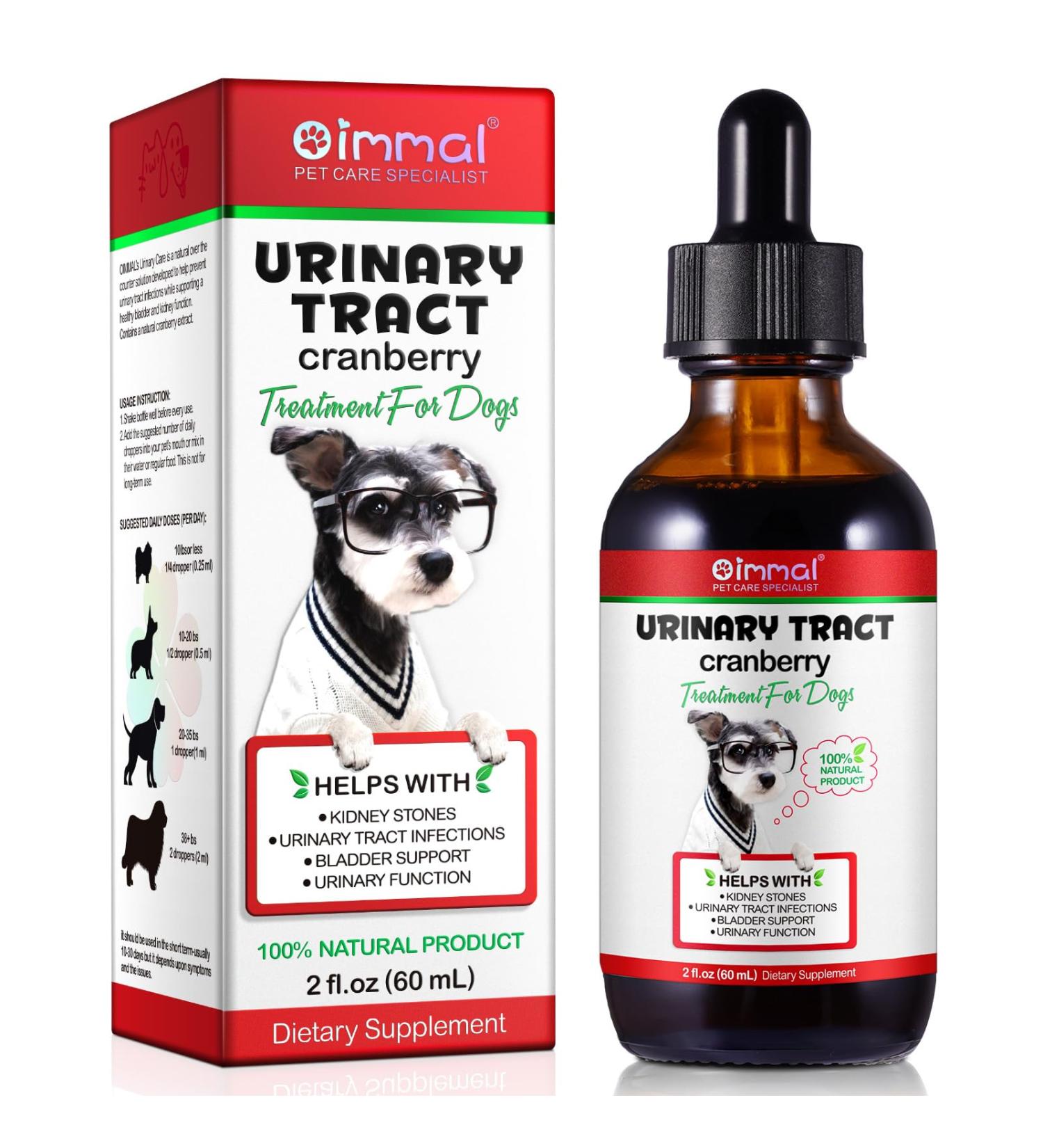 Dog Urinary Tract Infection Treatment Drops with Cranberry Extract - Supports Bladder, Kidney Stone Prevention & UTI - Bacon Flavor - 60ml - Buy Online on SooperMarket.com