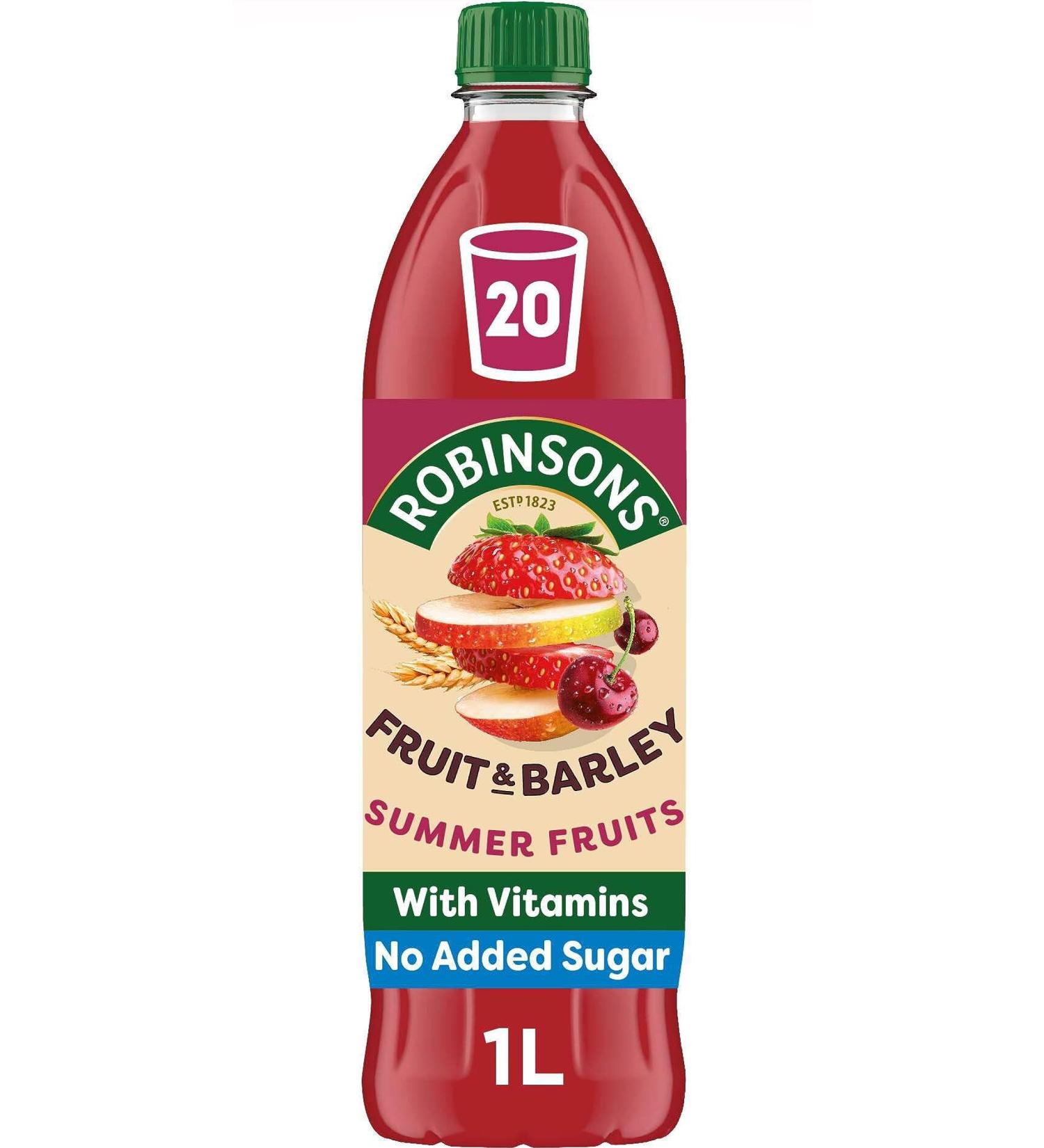 Robinsons Fruit and Barley Summer Fruits 1L - Refreshing Drink for Hot Days - Buy Online on SooperMarket.com