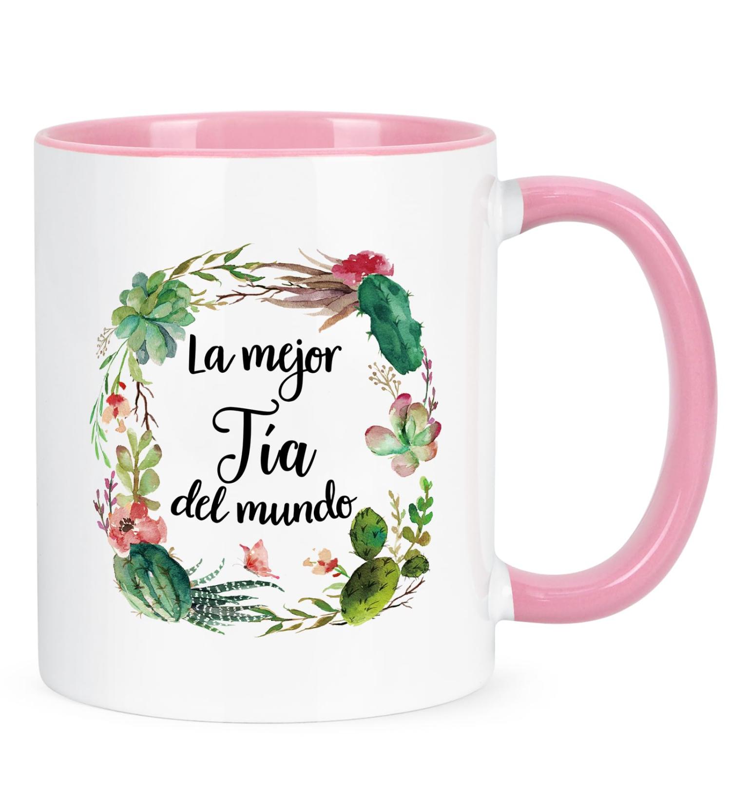 YHRJWN Best Aunt Ever Gifts La Mejor Tia Del Mundo Gifts in Spanish Aunt Gifts from Niece Nephew Christmas Mothers Day Birthday Gifts for Aunt Tia Best Tia Ever Gifts Aunt Coffee Mug 11 Oz White-pink Handle - Buy Online on SooperMarket.com