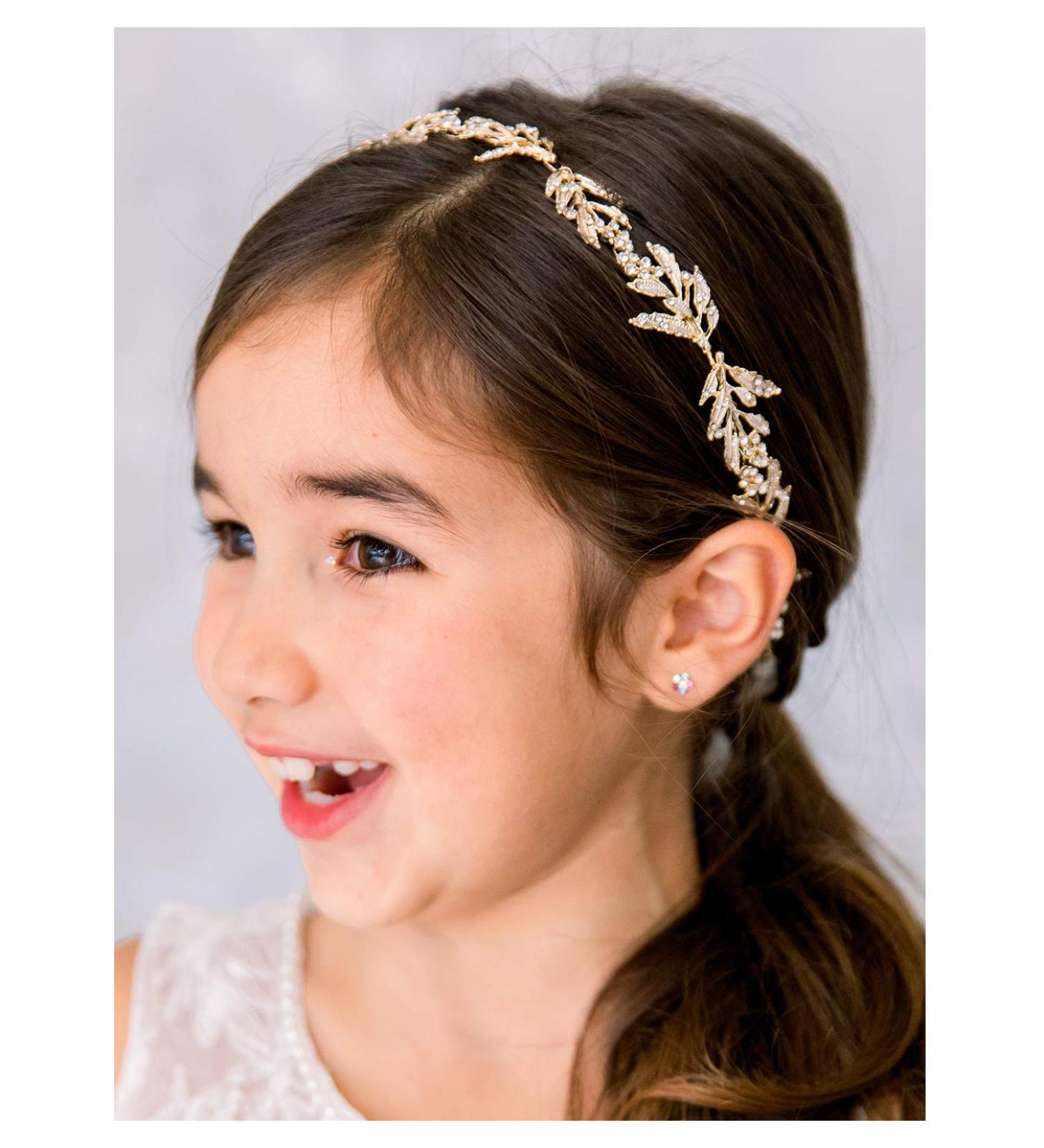 SWEETV Flower Girl Headpiece - Gold Crystal Hair Band for Wedding, Birthday Party & Photography | Princess Hair Accessories for Toddlers & Little Girls - Buy Online on SooperMarket.com
