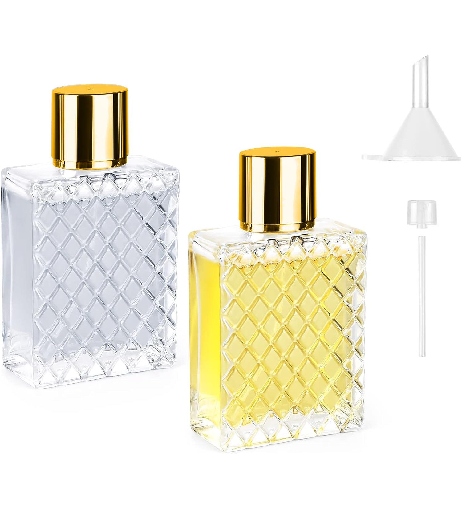 Ysimple 2 Pack 100ml Perfume Atomiser Portable Clear Empty Glass Perfume Spray Bottles Refillable Perfume Atomizer Large Cosmetic Fine Mist Atomizer for Travel(Gold) 100ml Gold - Buy Online on SooperMarket.com