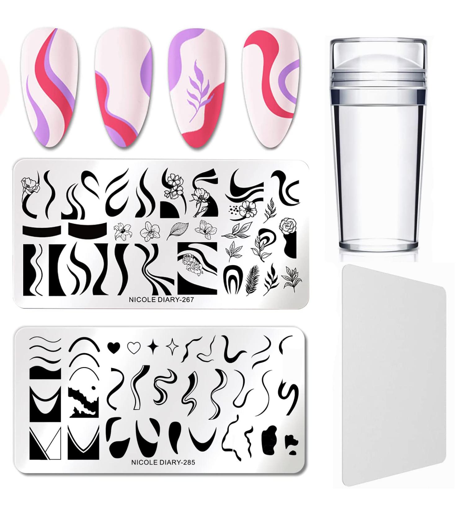 Luvadeyo Nail Art Plates - 2 Piece Stamping Set with Transparent Stamp & Scraper Tool for Women & Girls | International Shipping - Buy Online on SooperMarket.com