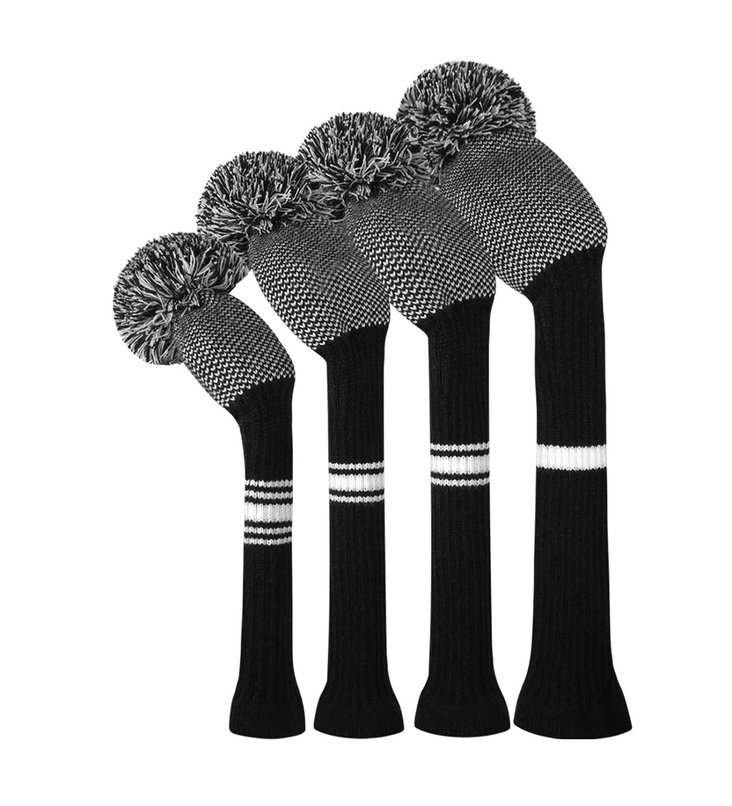 Scott Edward Handmade Knit Wood Golf Covers - 4 Piece Set for Driver, Fairway Wood, and Hybrid - Black and White Dot Design - Fits up to 460cc - Premium Quality - Buy Online on SooperMarket.com
