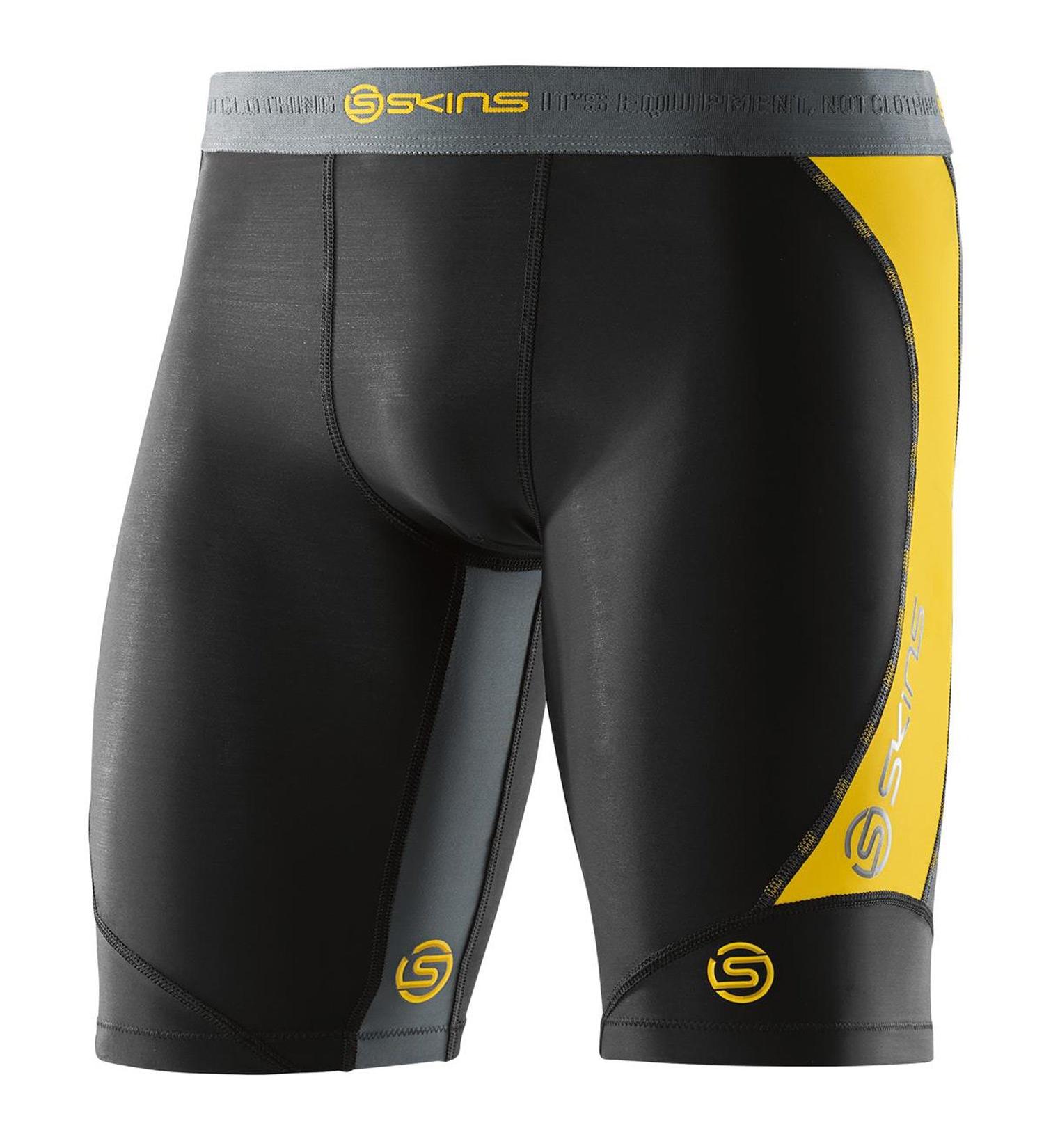 Skins Men's DNAmic 1/2 Tights - XS Black/Citron | Performance Half Tights for Ultimate Comfort - Buy Online on SooperMarket.com