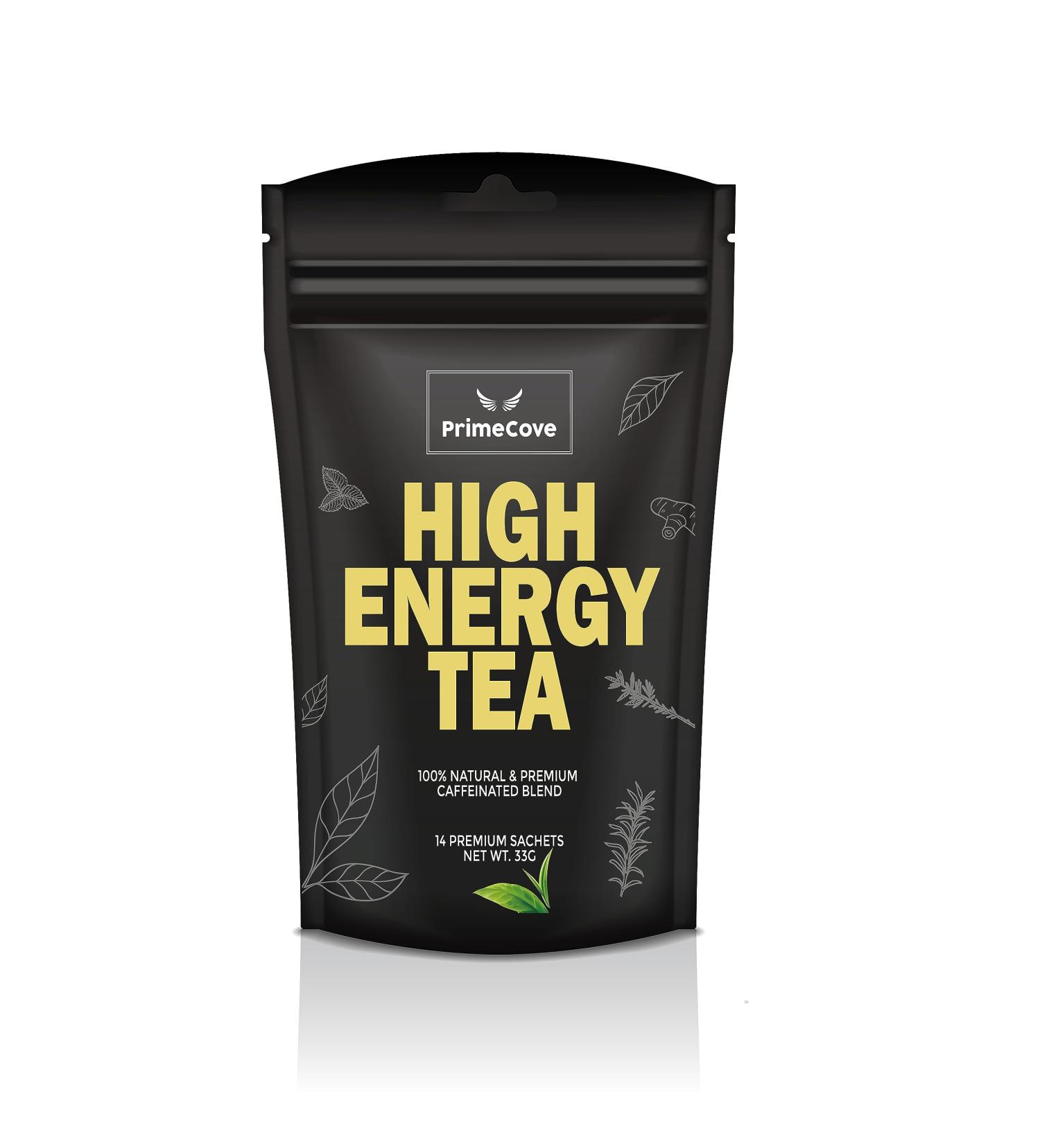 PrimeCove High Energy Tea - Boost Metabolism, Reduce Bloating | Caffeinated Black Tea with Peppermint, Ginger, Thyme & Rosemary - 14 Sachets - Buy Online on SooperMarket.com