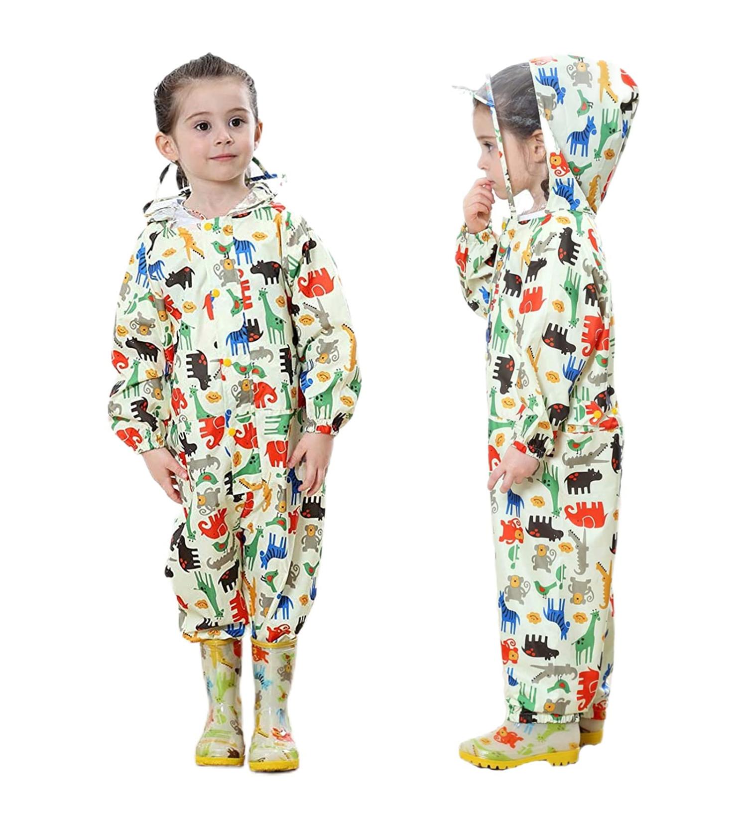 JiAmy Kids Outdoor Waterproof Rain Suit | Yellow One Piece Rain Coverall 3-5 Years - Buy Online on SooperMarket.com