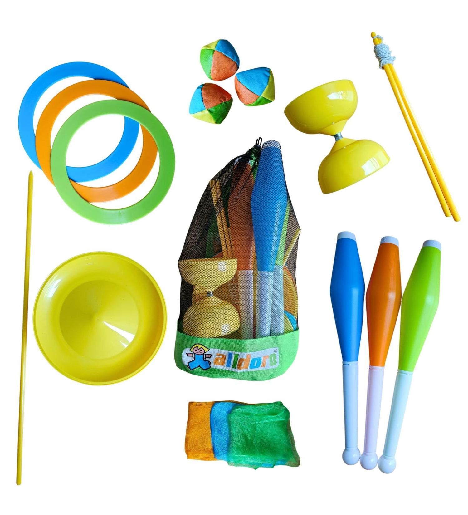 Alldoro 60130 Juggling Set in Backpack - 16-Piece Juggling Game with Diabolo for Kids & Beginners (Ages 3+) | Fun International Shipping Available - Buy Online on SooperMarket.com