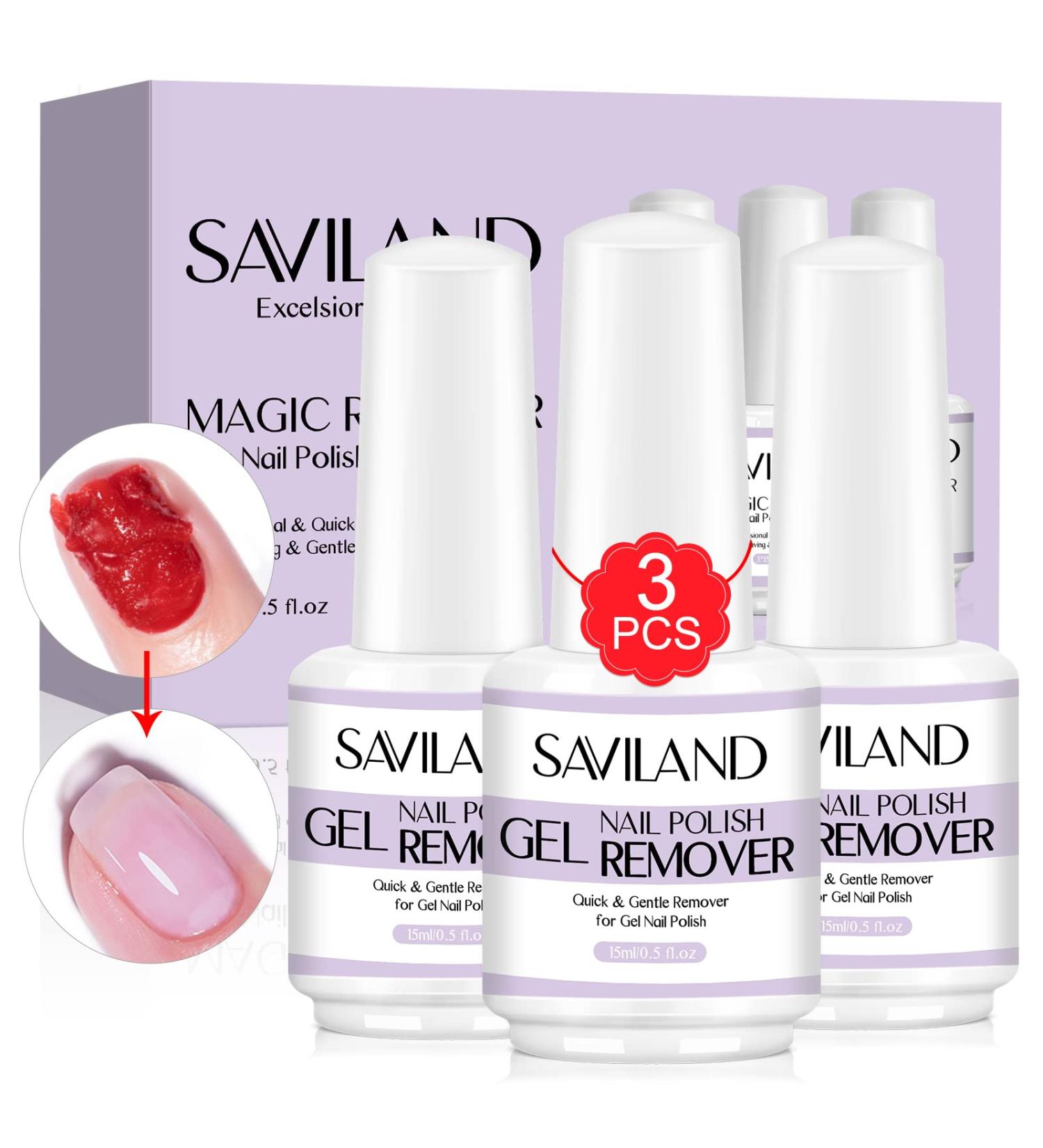Saviland Gel Nail Polish Remover (3 Pack) - Professional & Quick 3-6 Minute Removal - No Foil Soaking Needed - Buy Online on SooperMarket.com