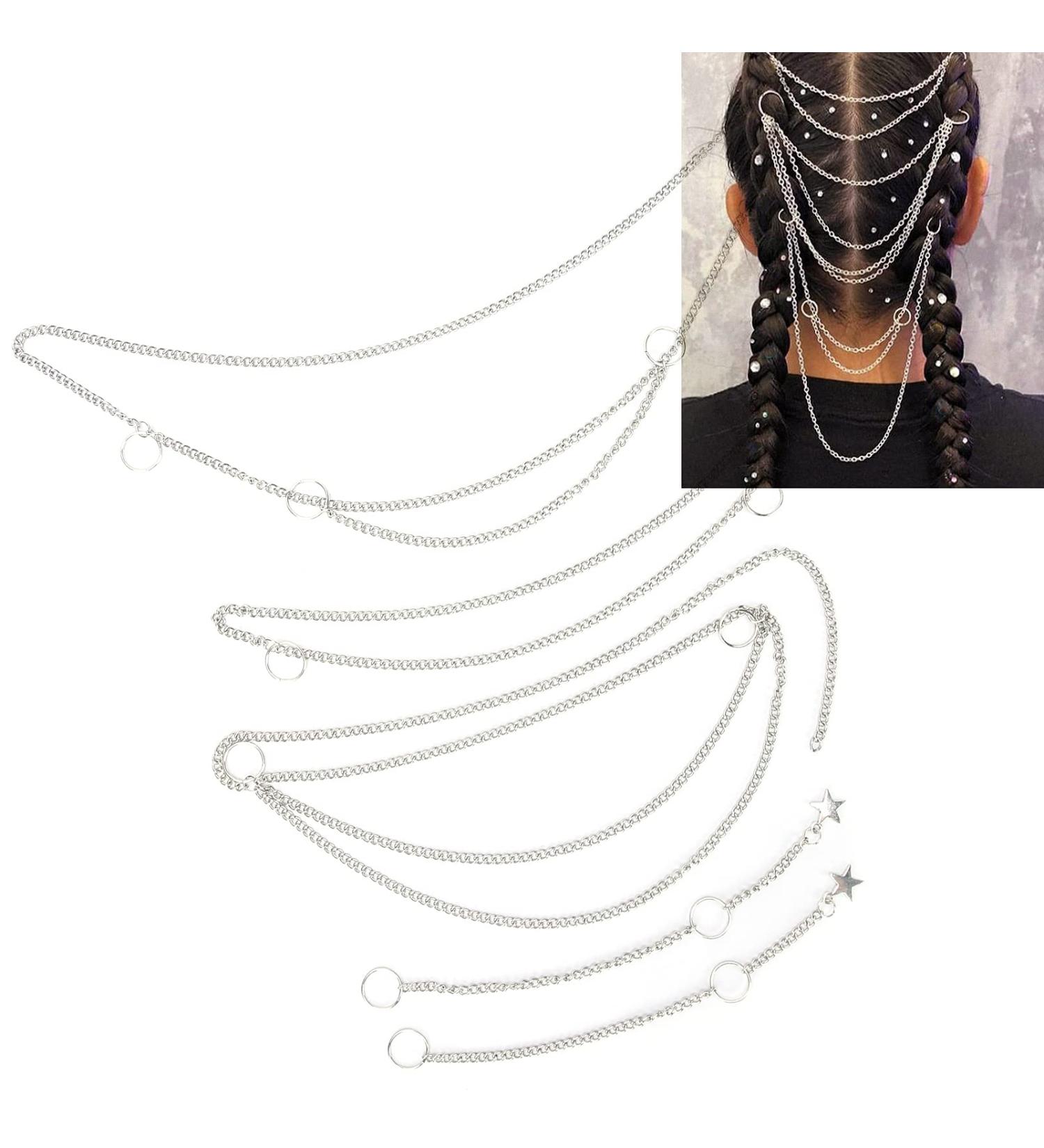 5PCS Hip Hop Punk Style Hair Braid Chain Rings | Hair Accessories for Women - Buy Online on SooperMarket.com