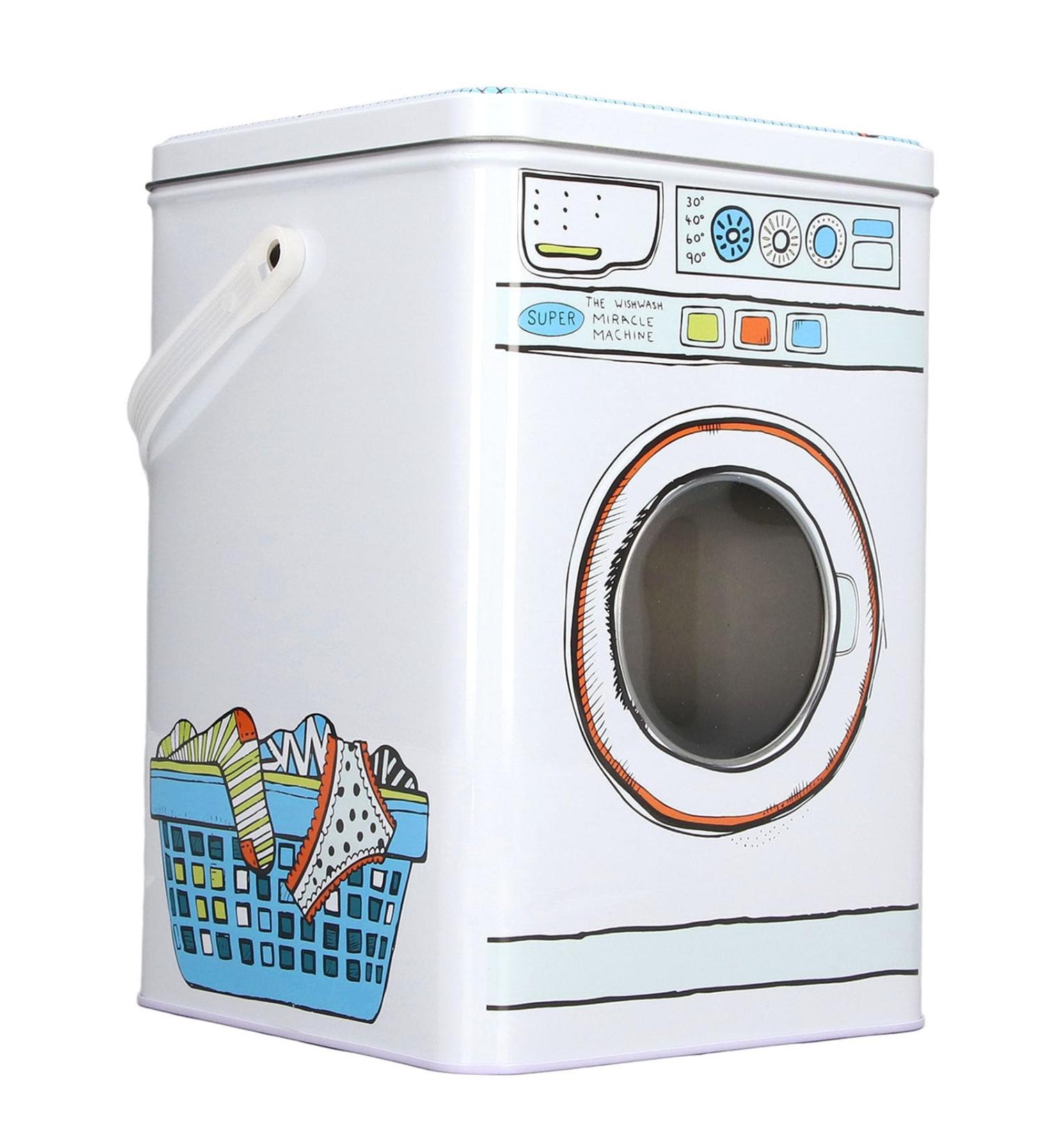 Cartoon Washing Machine Shape Detergent Container Large Capacity with Perspective Window Multifunctional Iron Material Storage Box with Glossy and Rounded Corners - Buy Online on SooperMarket.com