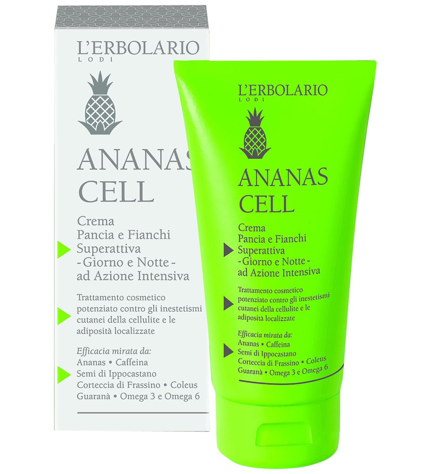 L'Erbolario Superactive Tummy and Hips Cream 150 ml /5.0 Fl. Oz. - Day and Night with Intensive Action - Ananas Cell