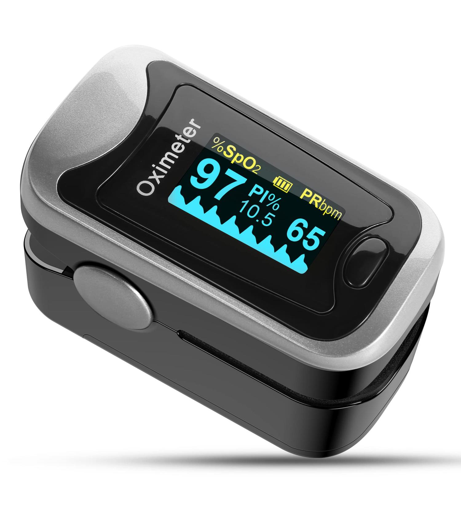 LOVEWEE Upgraded Pulse Oximeter - SpO2 & Heart Rate Monitor with Large OLED Display | Portable Fingertip Oximetry (Black-Silver) - Fast International Shipping - Buy Online on SooperMarket.com