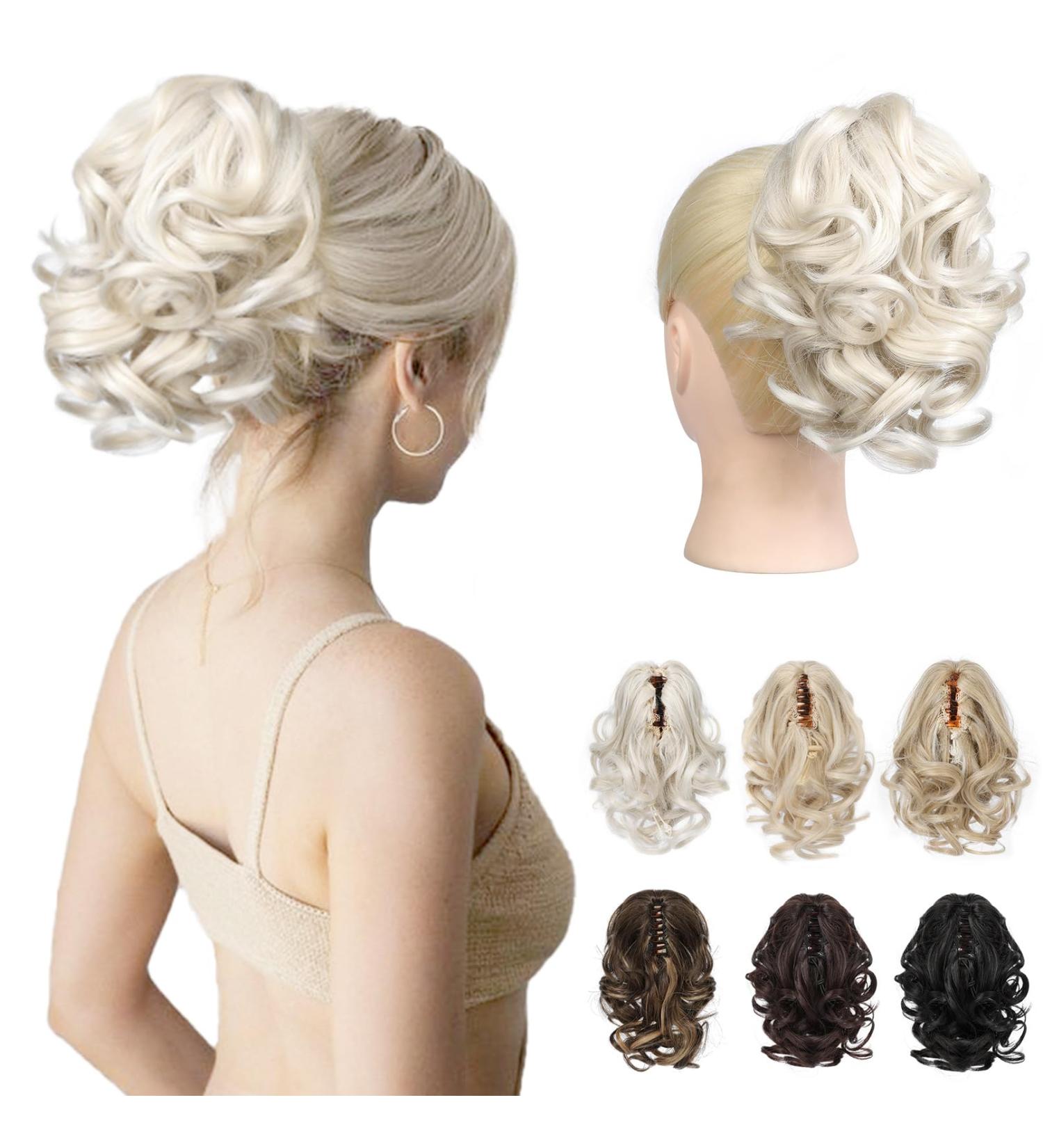REECHO 9 Classic Loose Curly Wavy Ponytail Extension - Platinum Blonde | Claw Clip Hairpiece for Women - Buy Online on SooperMarket.com