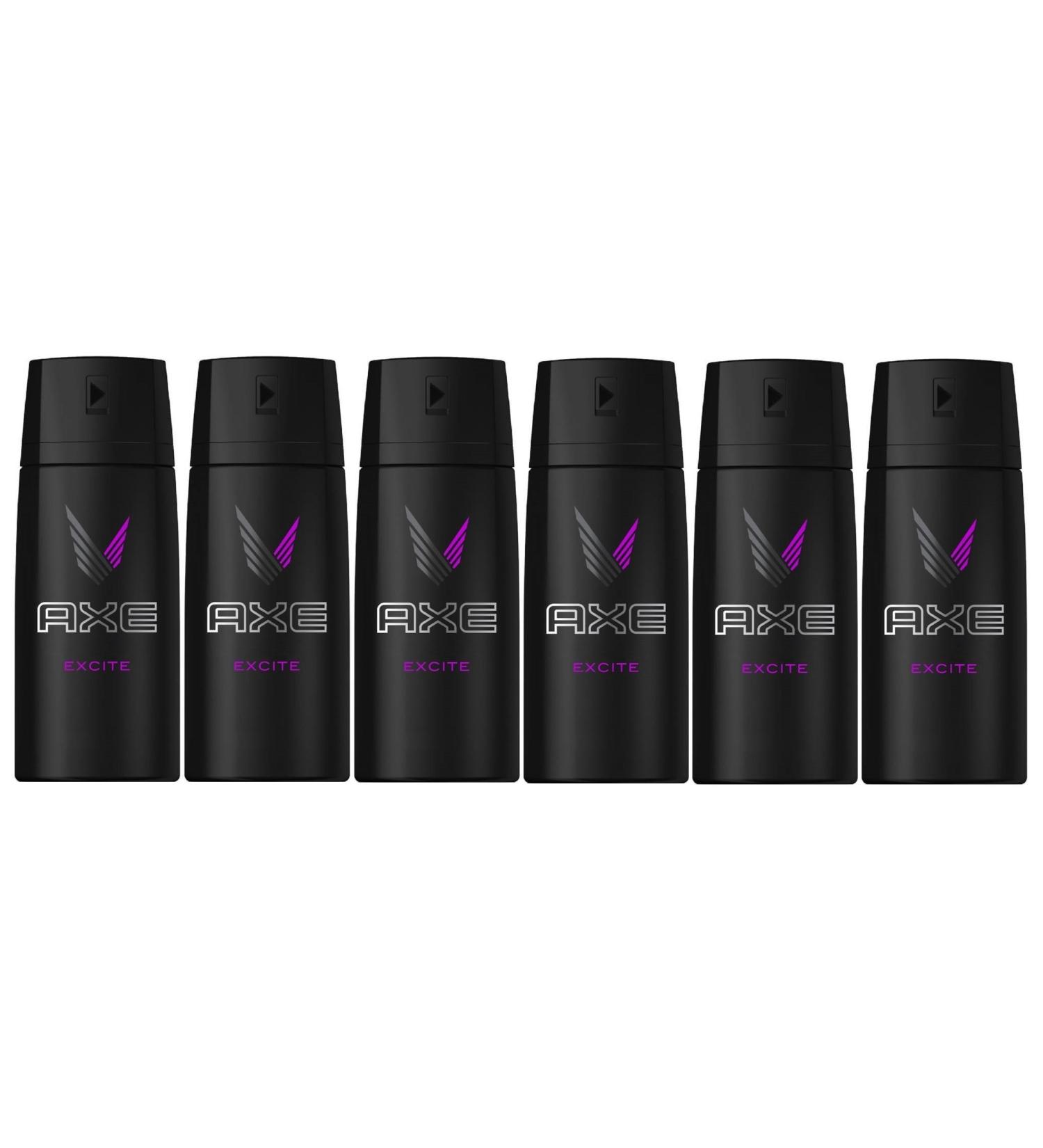 Axe Axe excite body spray & deodorant. 48 hour odor protection! energized & fresh! 6 Count