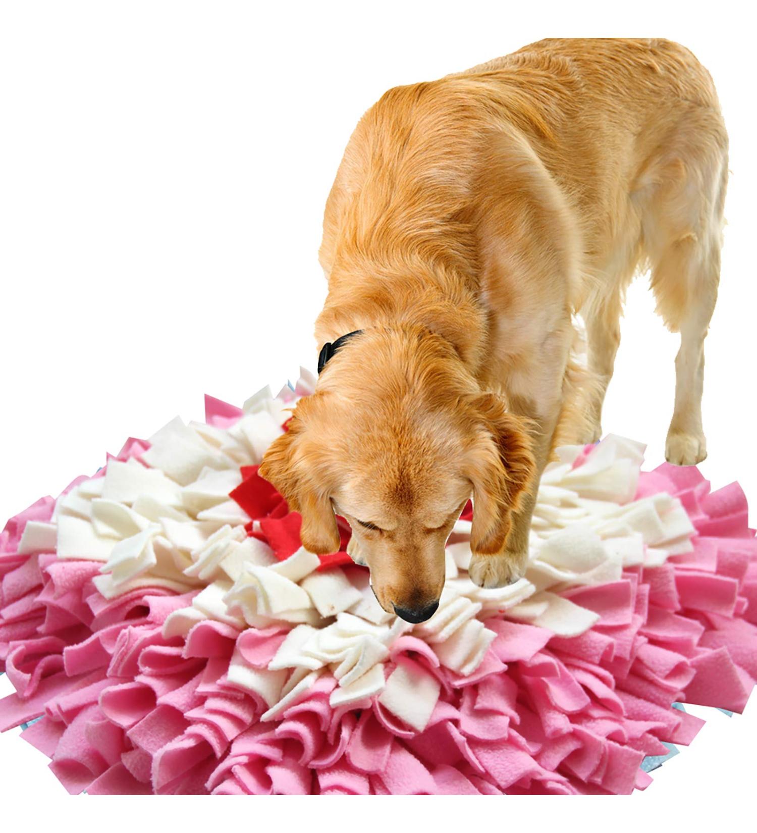 IEUUMLER Dog Snuffle Mat - Training Puzzle Toy for Dogs | 45x45cm Pink & White - International Shipping - Buy Online on SooperMarket.com