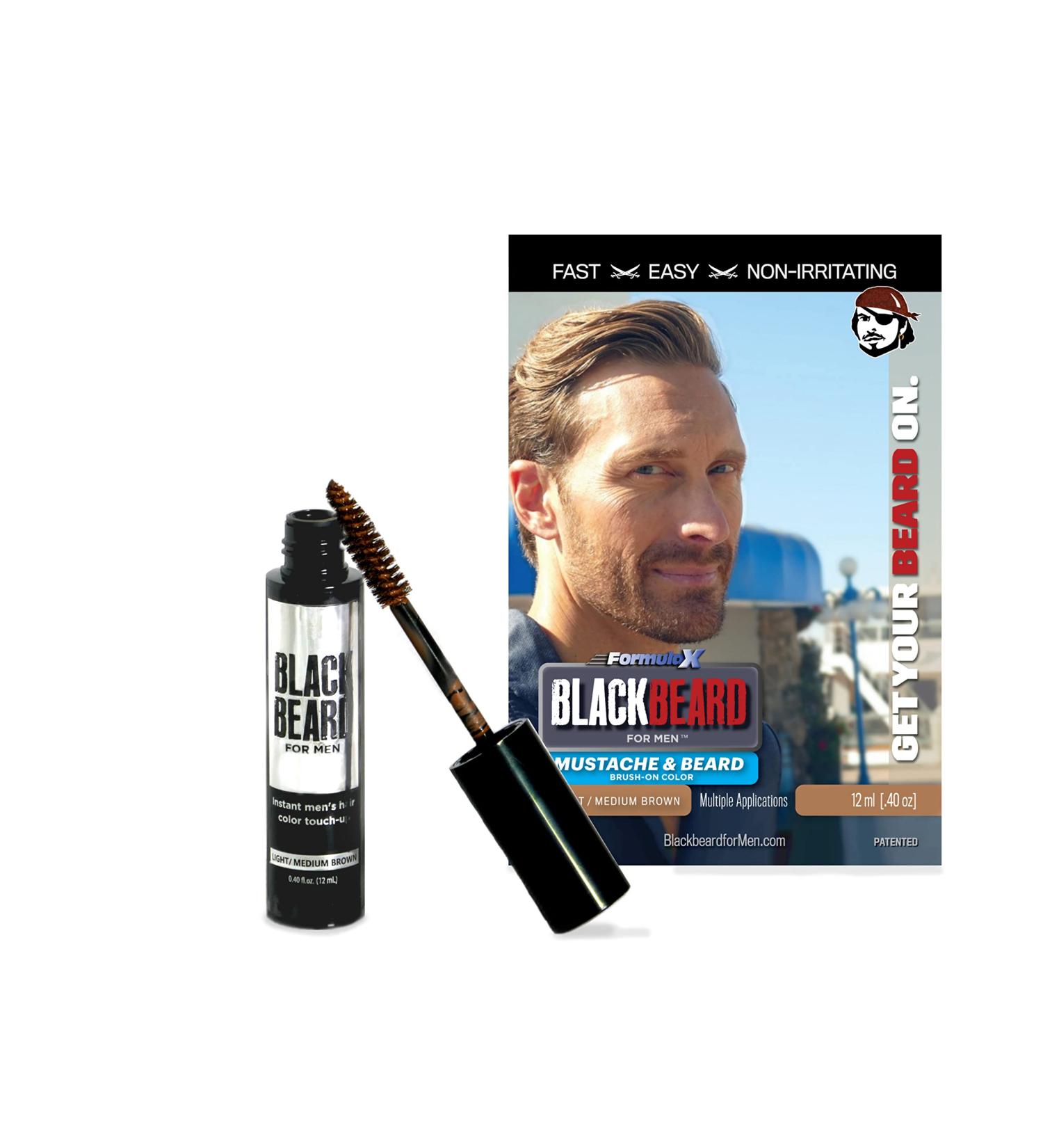 Blackbeard for Men Formula X Instant Color - Light/Medium Brown (1 Pack) 0.40 Fl Oz - Men's Grooming Beard Dye Alternative - Buy Online on SooperMarket.com