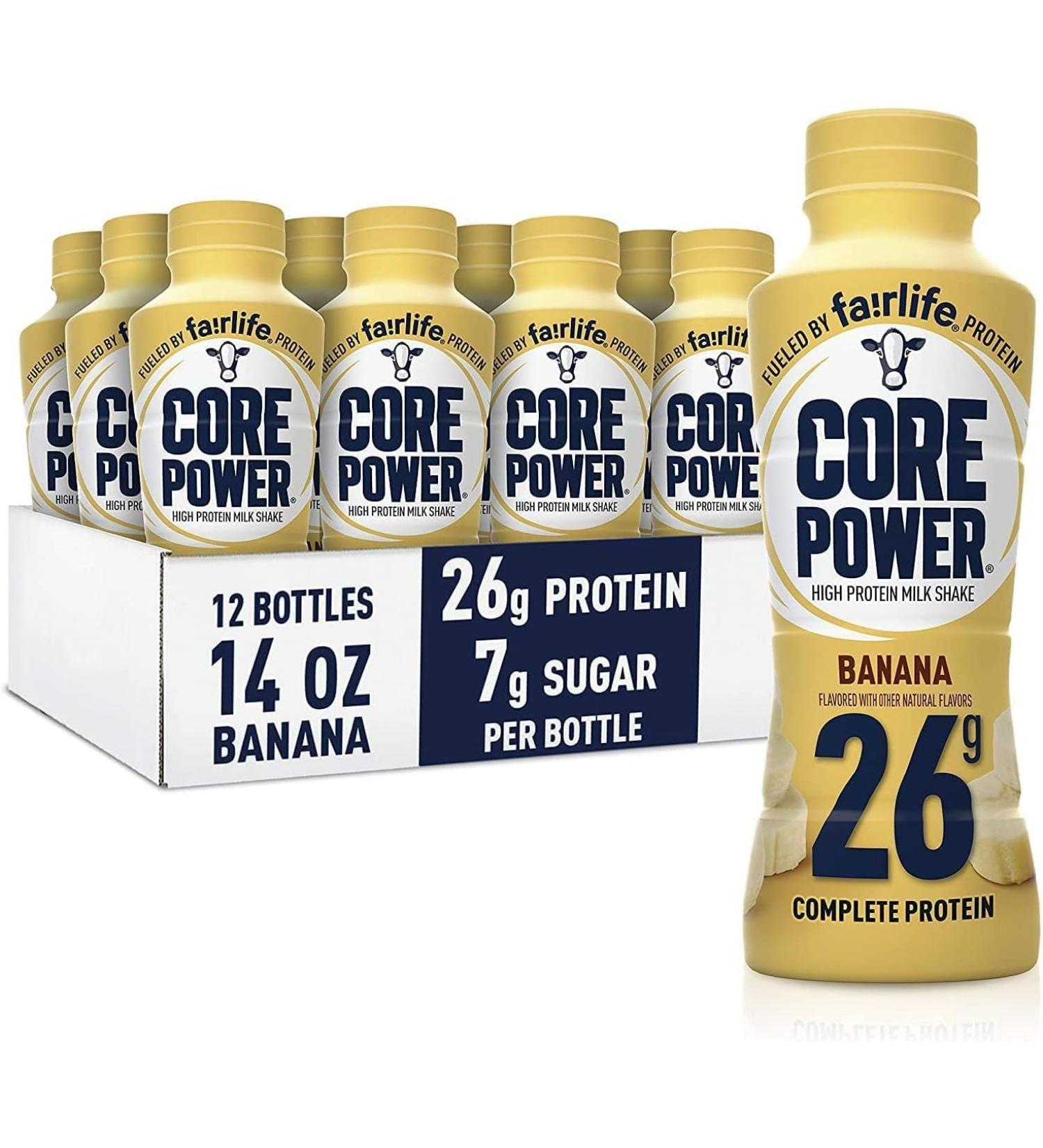 Core Power Protein Drink Banana 414mL Bottles Pack of 12 - Buy Online on SooperMarket.com