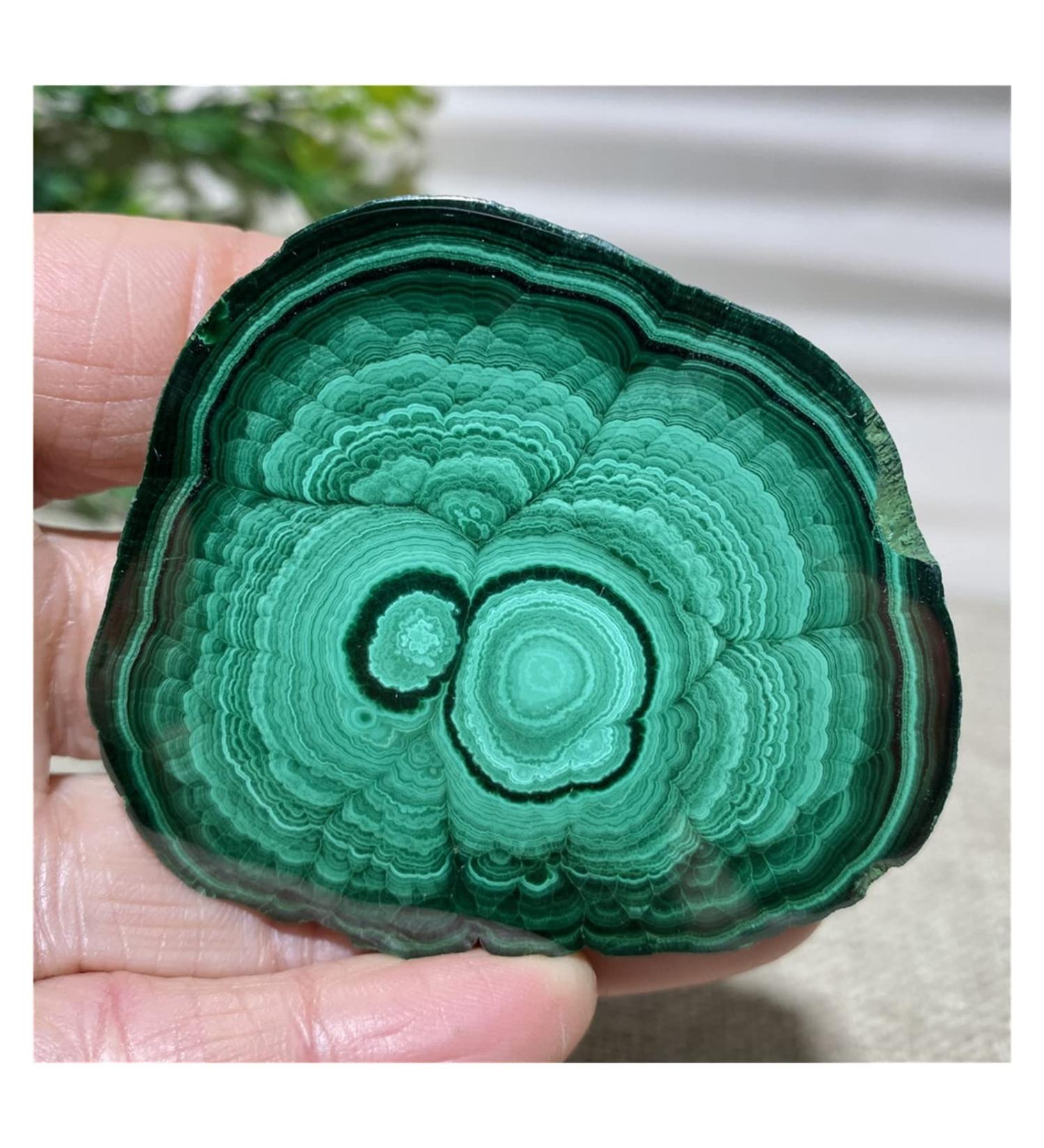 Natural Sphere 1pc Malachite Slice Natural Stone and Crystal Gems FengShui Reiki Wicca Ornaments for Home Decorati Stone Collection 85-95g - Buy Online on SooperMarket.com